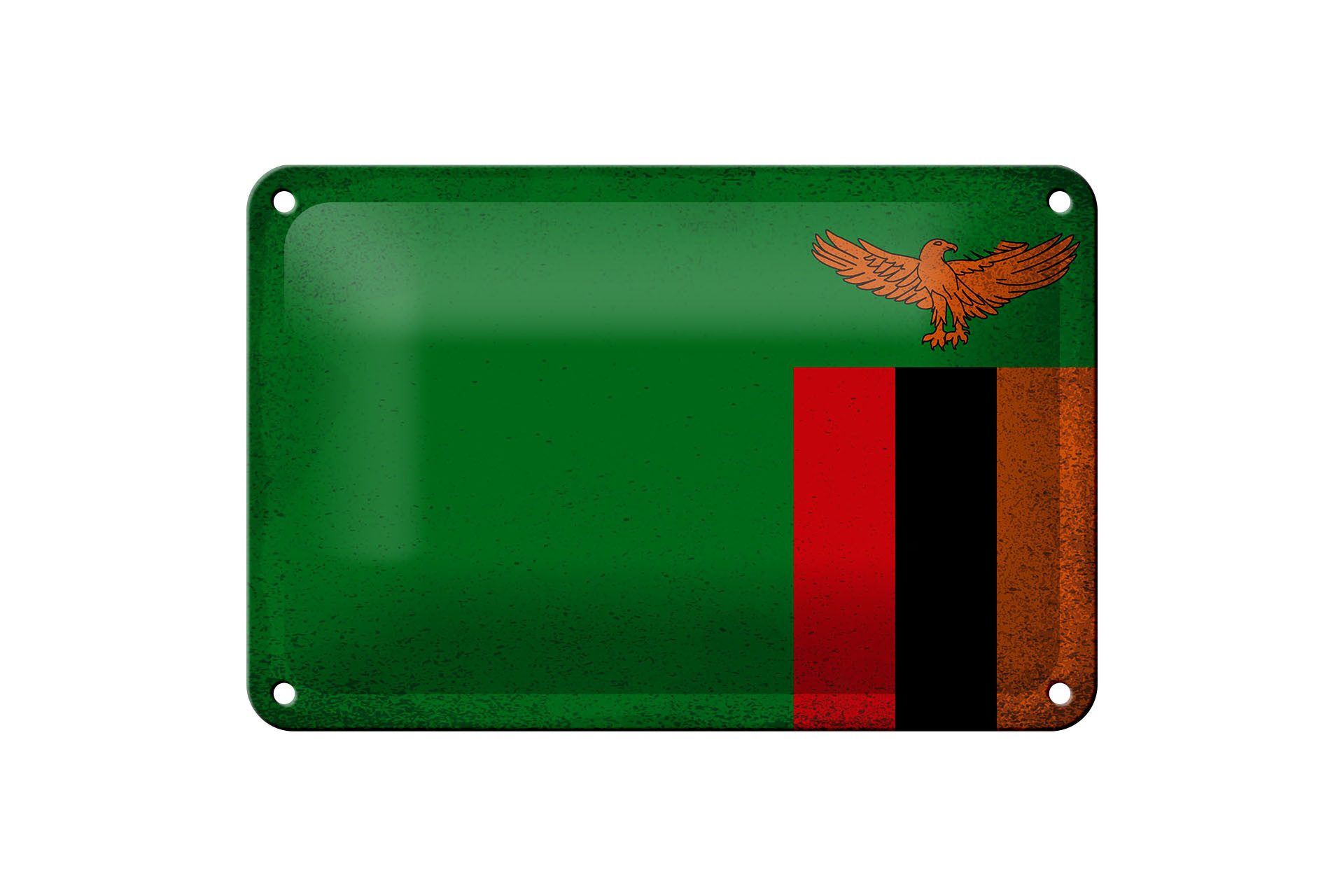 Femer GmbH Metallschild Flagge Sambia 18x12cm Flag of Zambia Vintage, (1 St), gewölbte Oberfläche, abgerundete Ecken, umgeschlagene Kanten