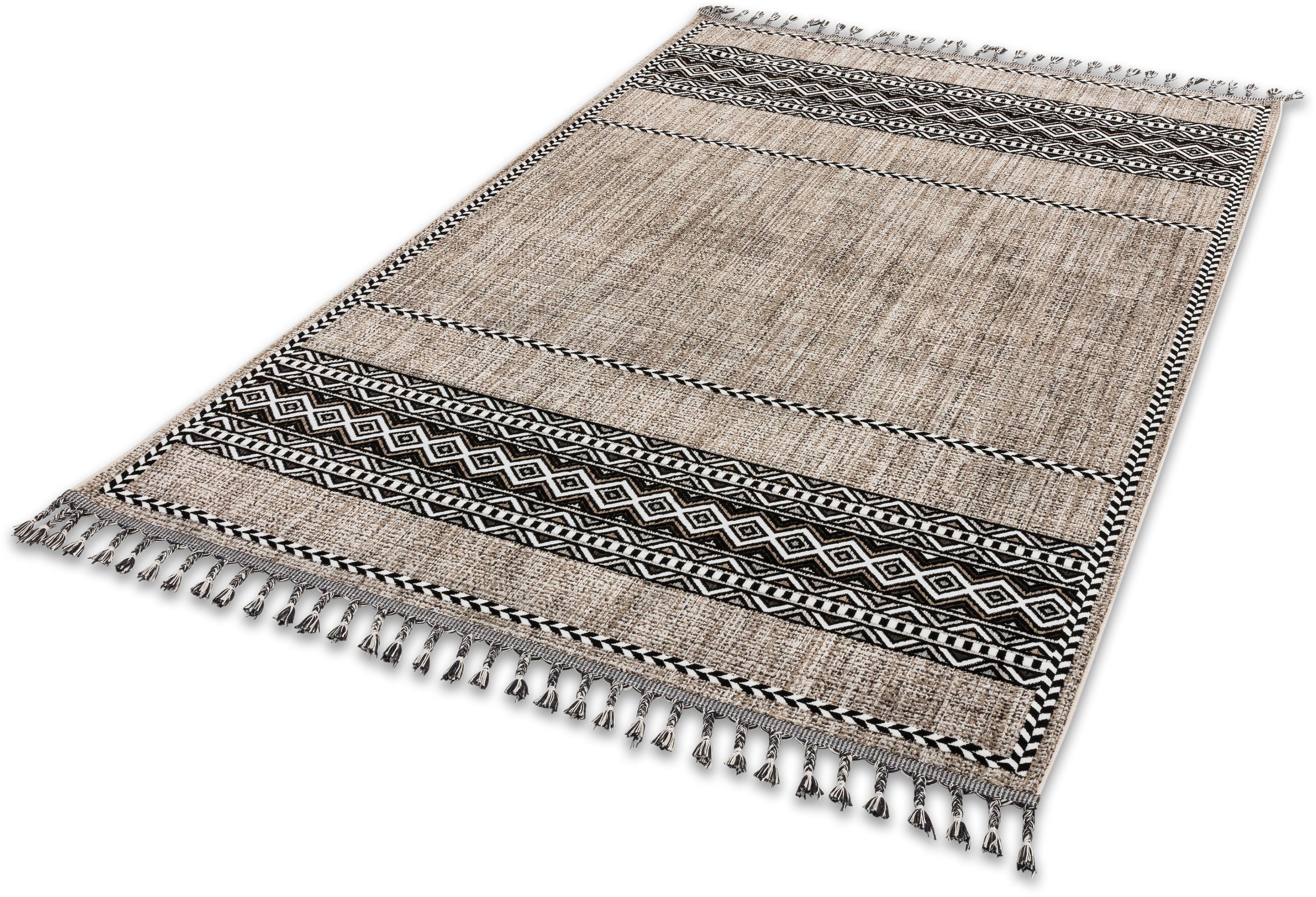 Teppich Ravenna 6634 225, ASTRA, rechteckig, Höhe: 5 mm, eleganter Kurzflorteppich mit Fransen | Kurzflor-Teppiche