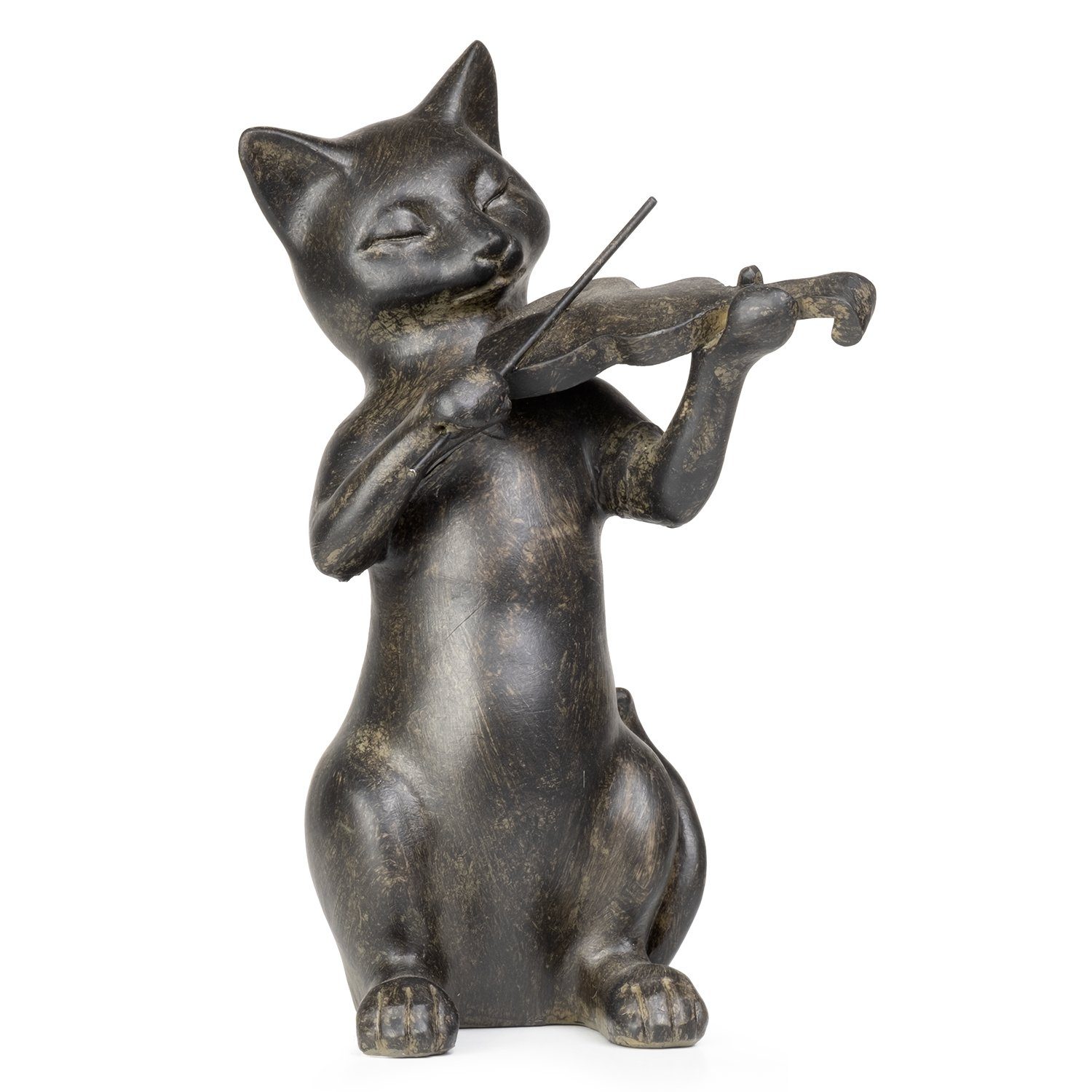 Moritz Dekofigur Figuren Musikinstrument, aus Katze Dekoelement Dekofigur Polyresin Deko-Figur Dekoration schwarz Geige Polyresin aus spielt