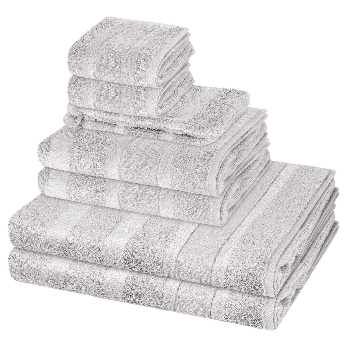 Cawö Handtuch Set Noblesse, Walkfrottee (Spar-Set, 8-St), 2 X Wasch- 2 X Gäste- 2 X Dusch- 2 X Handtuch im Set - Baumwolle