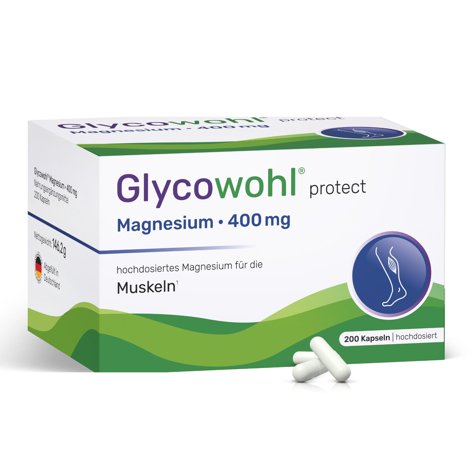 Glycowohl® Magnesium 400 mg hochdosiert vegan Kapseln, 146.2 g 0.0 ml