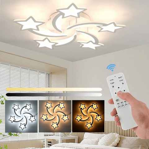 LETGOSPT Deckenleuchte 30W/ 54W LED Deckenleuchte Kinderzimmer Lampe Decke, Stern Deckenlampe, LED fest integriert, Kaltweiß, Naturweiß, Warmweiß, Moderne Lampen Schlafzimmer, Ø67cm, Dimmbar, 3000-6000K