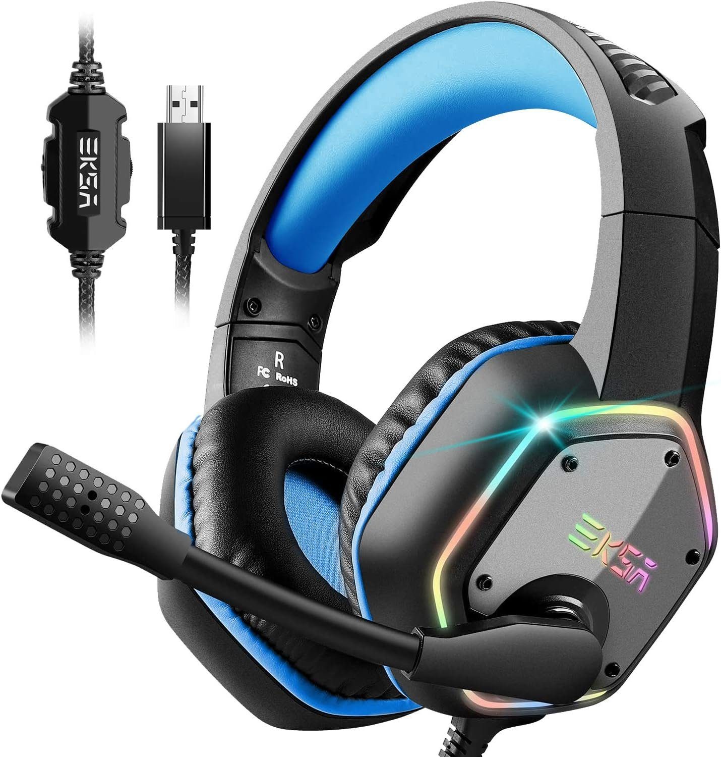 USB- kopfhörer (Gaming rauschunterdrückung mikrofon) headset Rauschunterdrückung Headset, Gaming Headset EKSA Mikrofon, Gaming-Headset und treiber