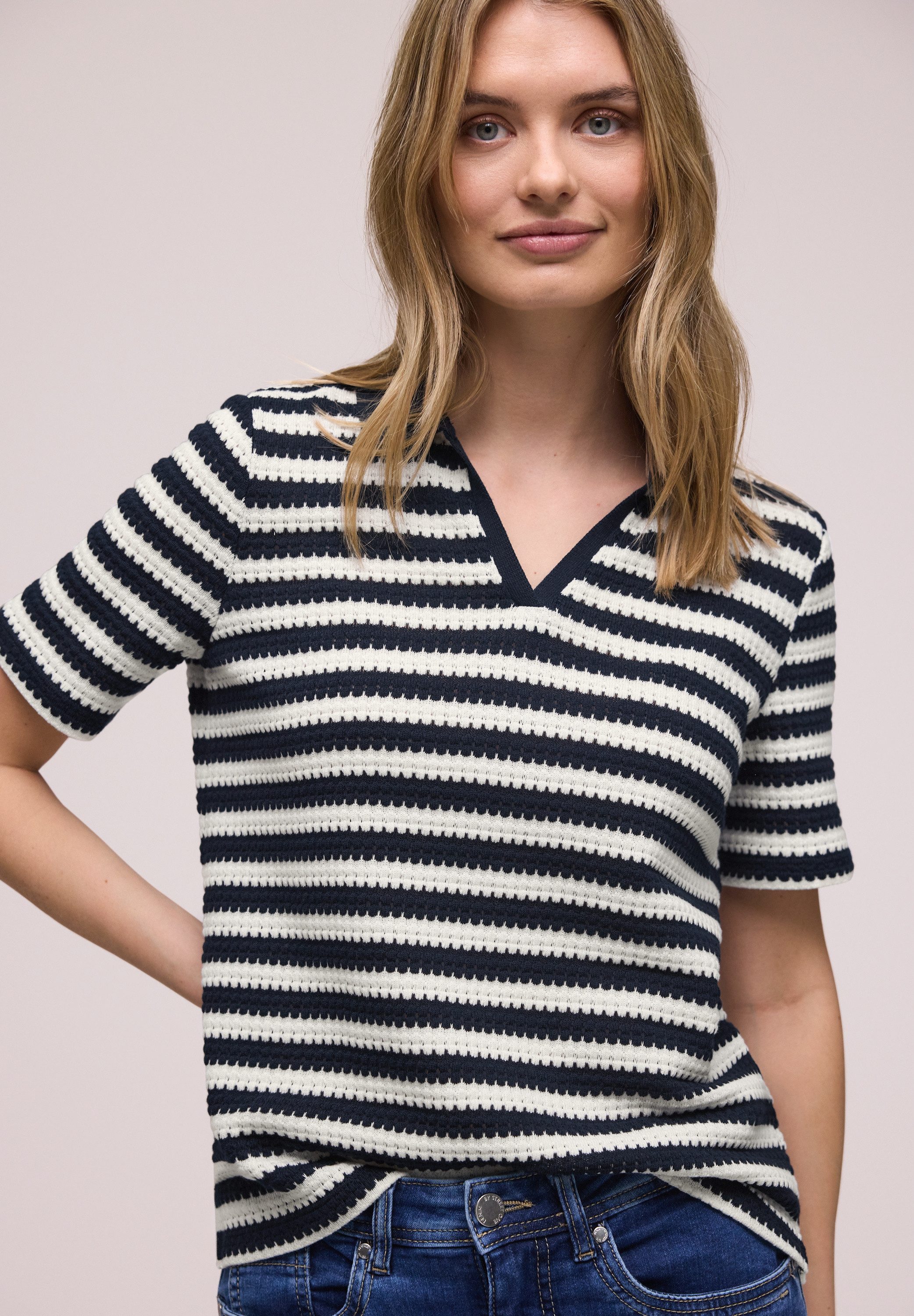 STREET ONE Poloshirt mit Strick-Struktur günstig online kaufen