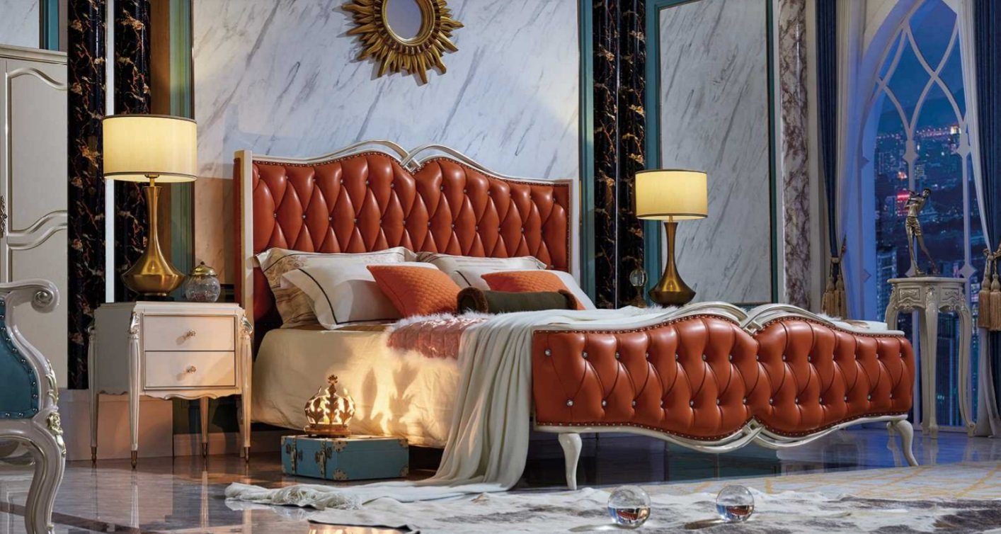 JVmoebel Bett, Klassisches Bett Luxus Chesterfield Möbel Barock Hotel Leder