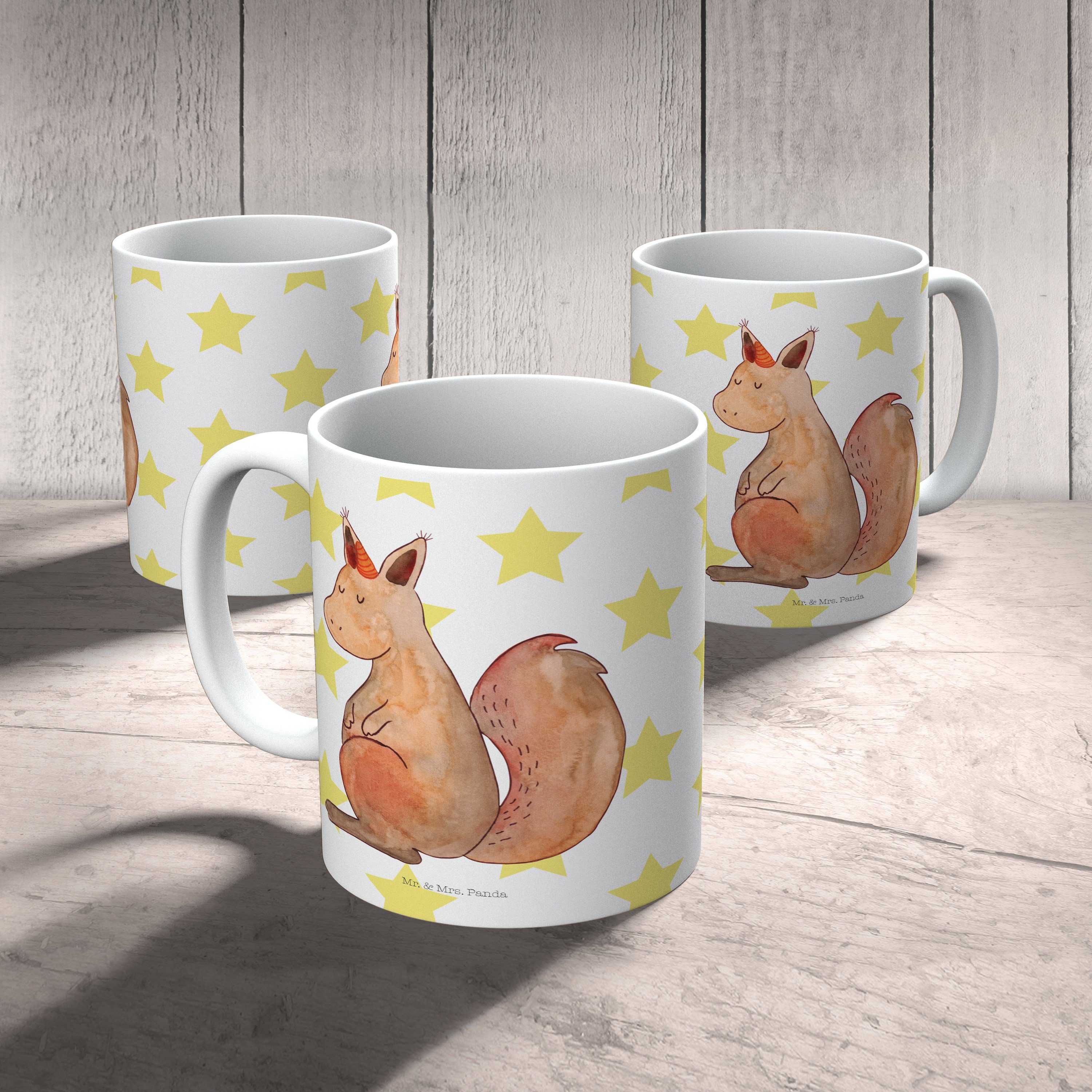Mr. & Mrs. Panda Tasse Weiß E, Glaube - Kaffeebecher, Keramik Geschenk, Pegasus, Einhörnchen - Tasse