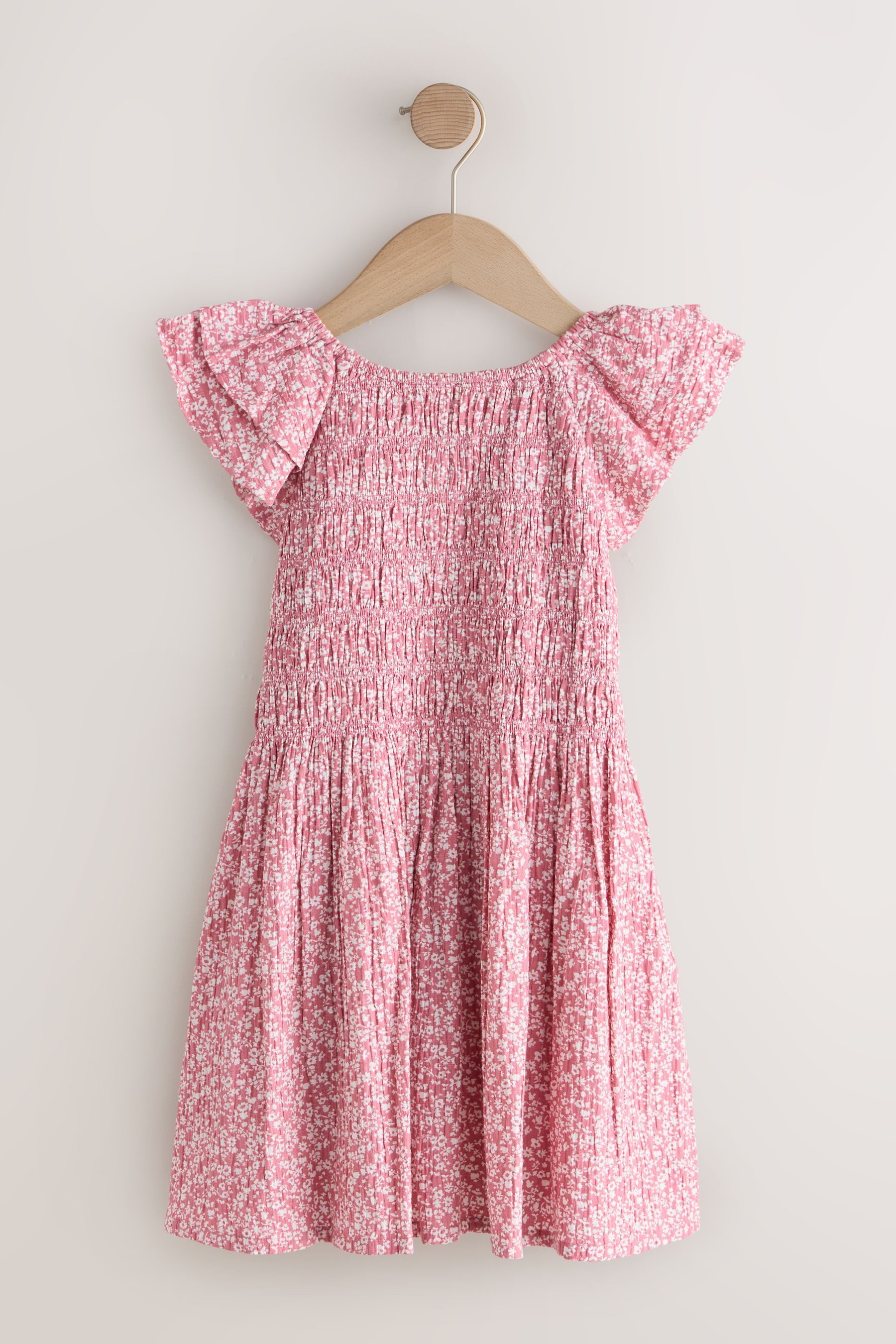 Next Jerseykleid Gesmokte Kleid mit Rüschenärmeln (1-tlg)