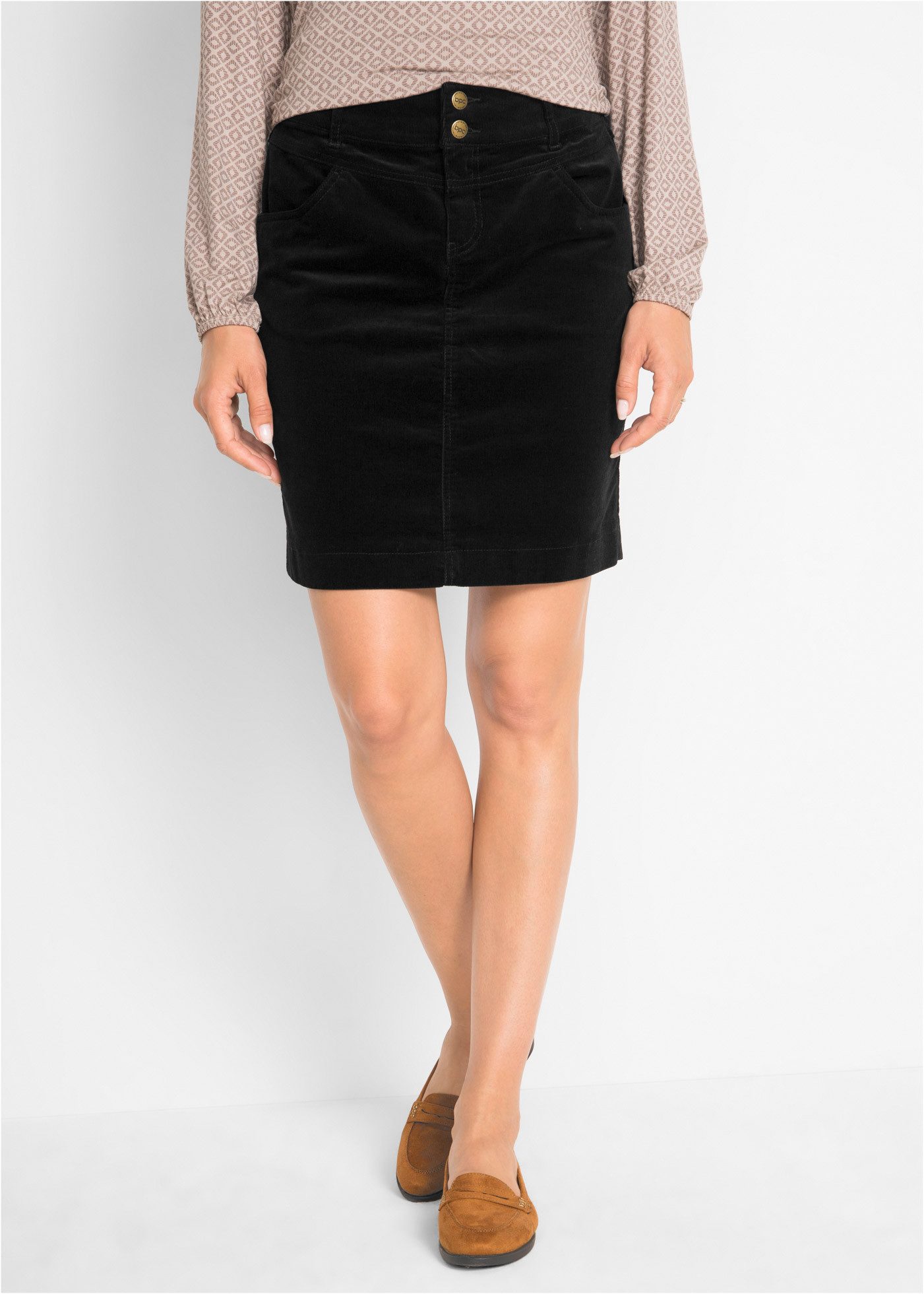 bonprix Cordrock in Kurzform und mit Taschen und Gürtelschlaufen günstig online kaufen