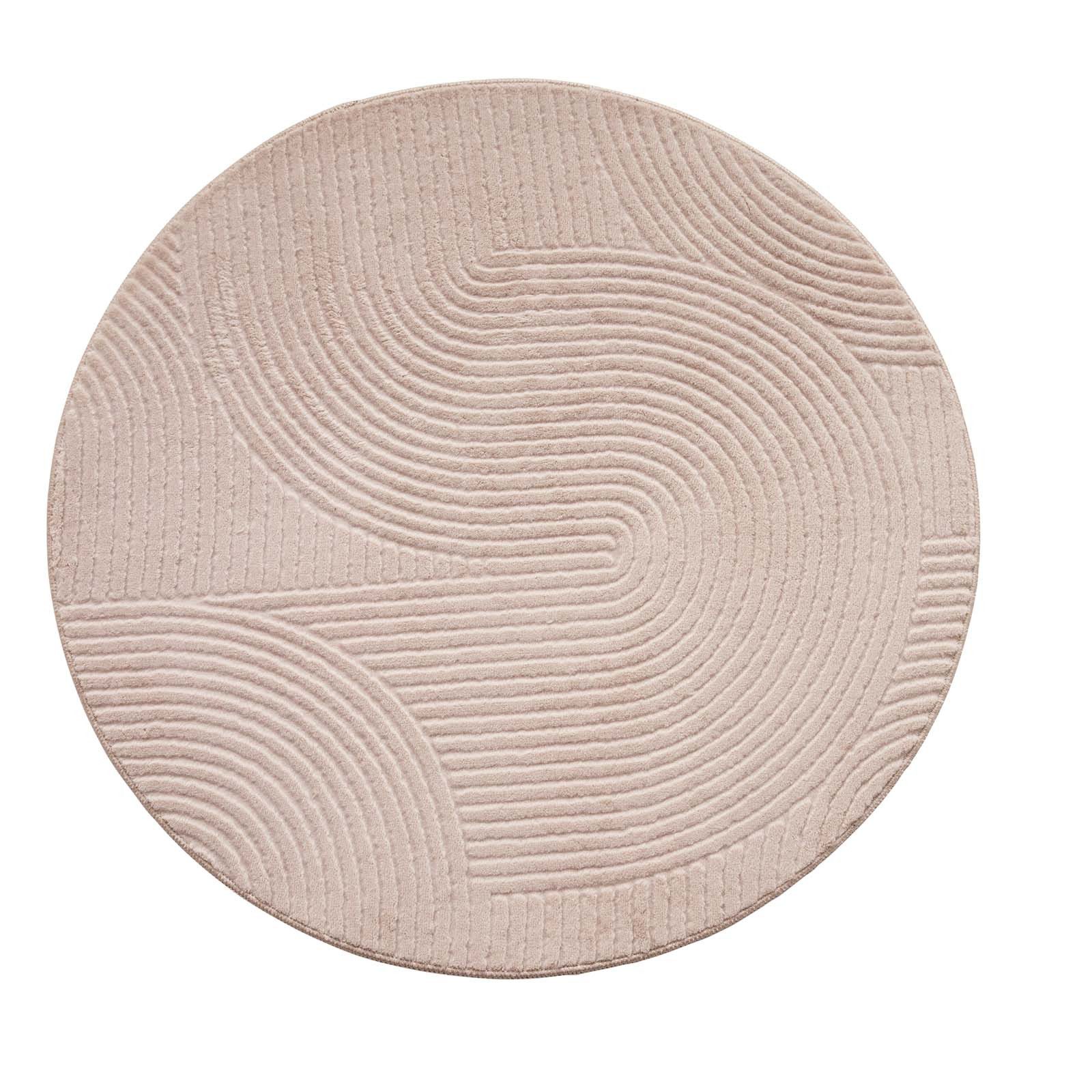 TaraCarpet Teppich TaraCarpet Homestyle 390 Wellen, rund, Höhe: 10 mm, Felloptik hoch-tief weich waschbar Welle Beige 80x80 rund – Bild 4 von 5