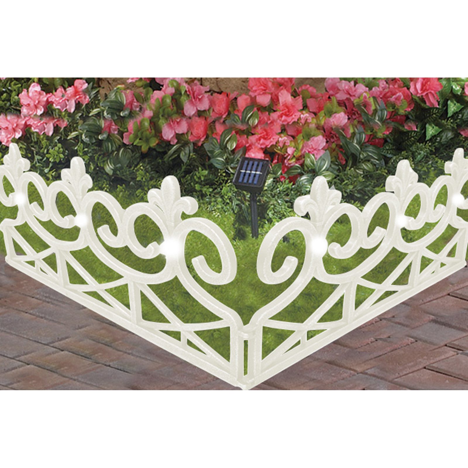 HTI-Living Beetumrandung Rasenkante 240 cm mit Solarlichterkette, LxH: 60x32.5 cm, Set, 4 Zaunelemente inkl. Solarbeleuchtung, Beeteinfassung Beetumrandung Zierzaun