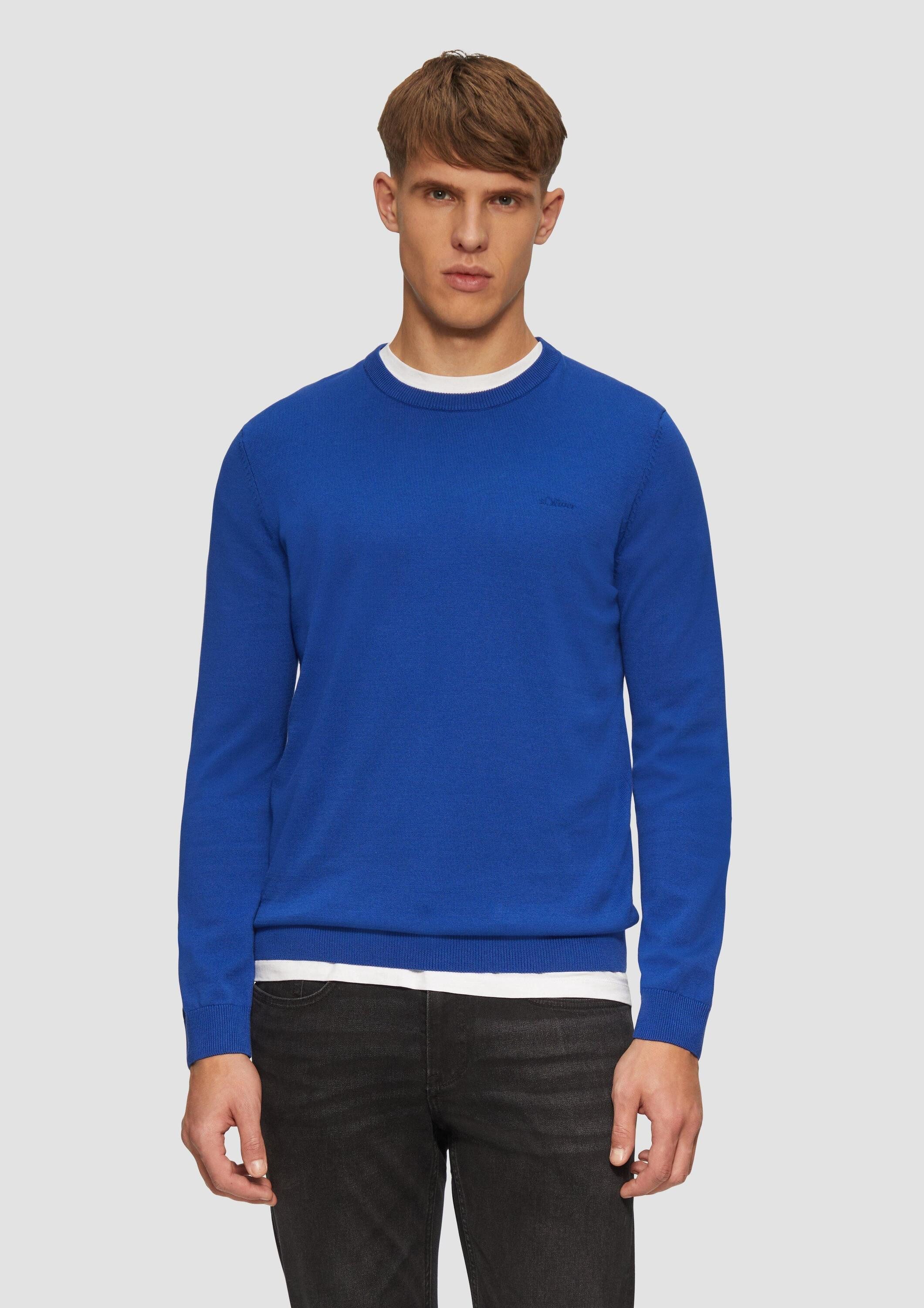 s.Oliver Longpullover Strickpullover Strickpullover mit Logo-Stickerei günstig online kaufen