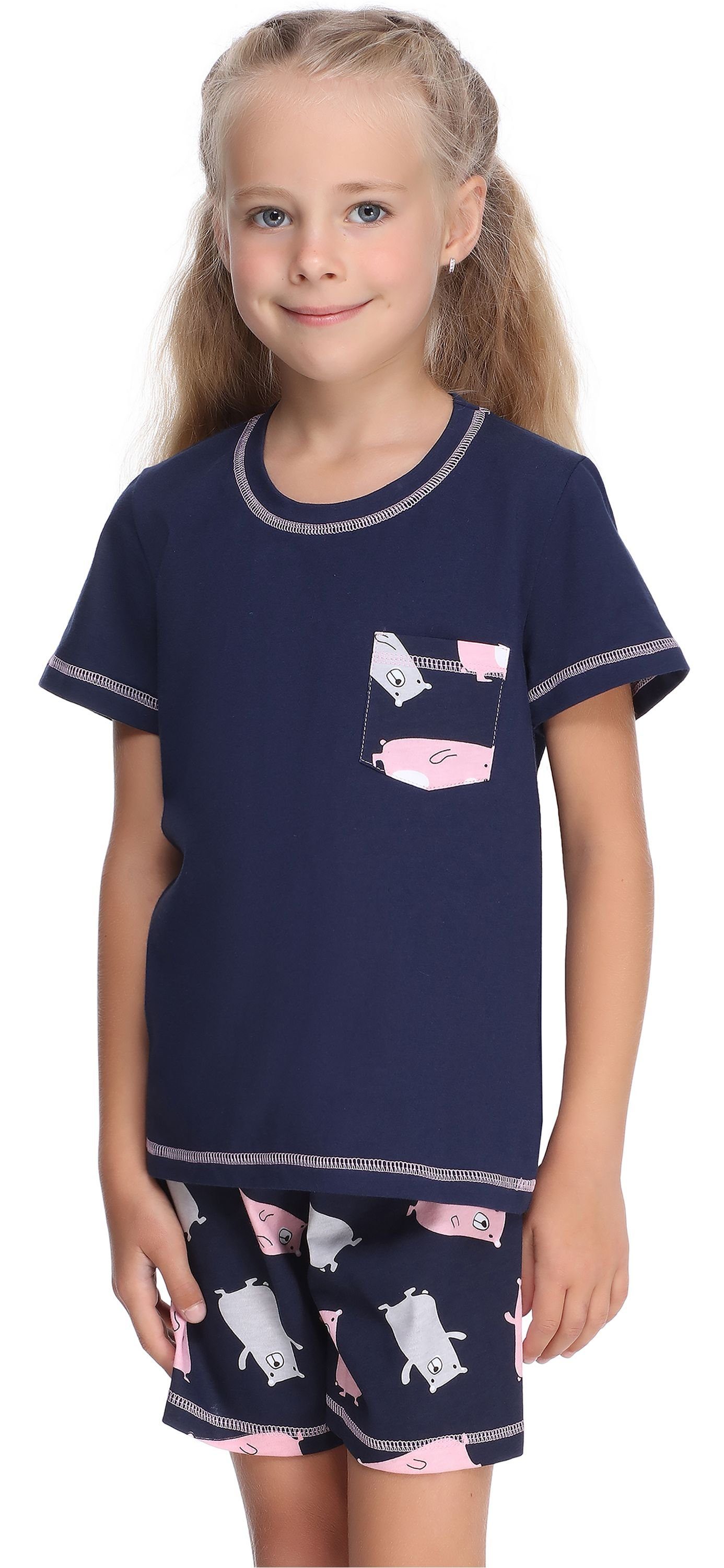 Schlafanzug Mädchen Schlafanzüge Kurz aus Baumwolle Pyjama Set MS10-292