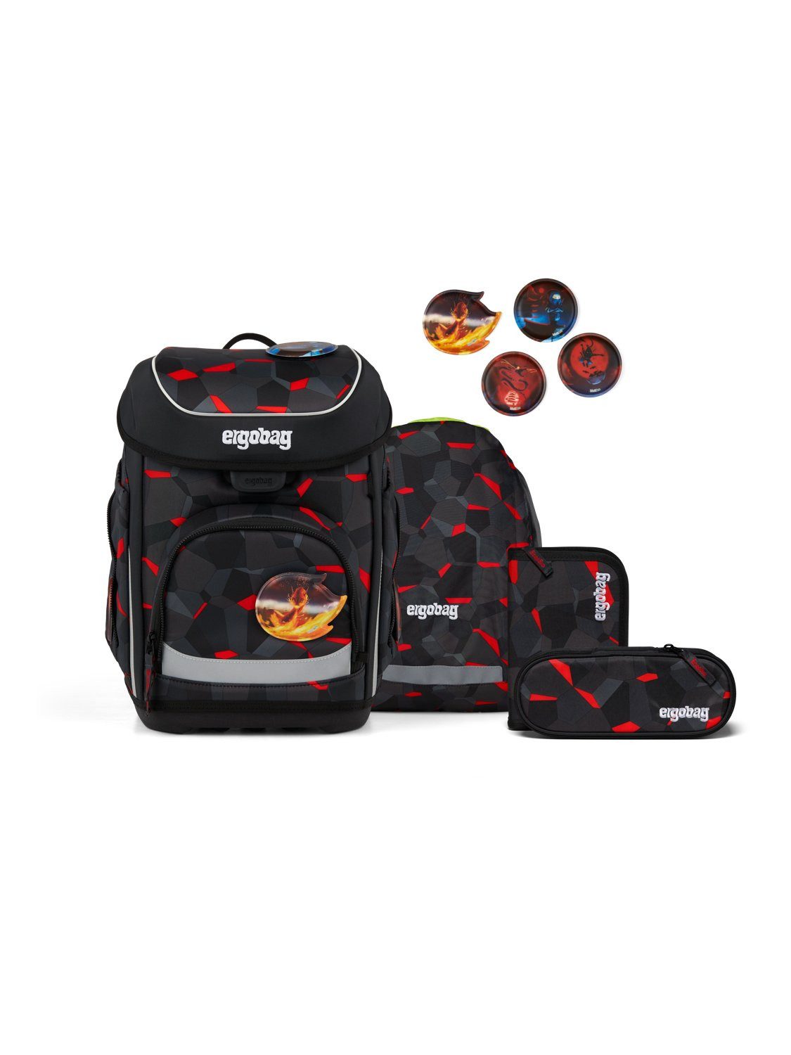 ergobag Schulranzen cubo Set (5-tlg., 5-teiliges Set), größenverstellbares Rückensystem