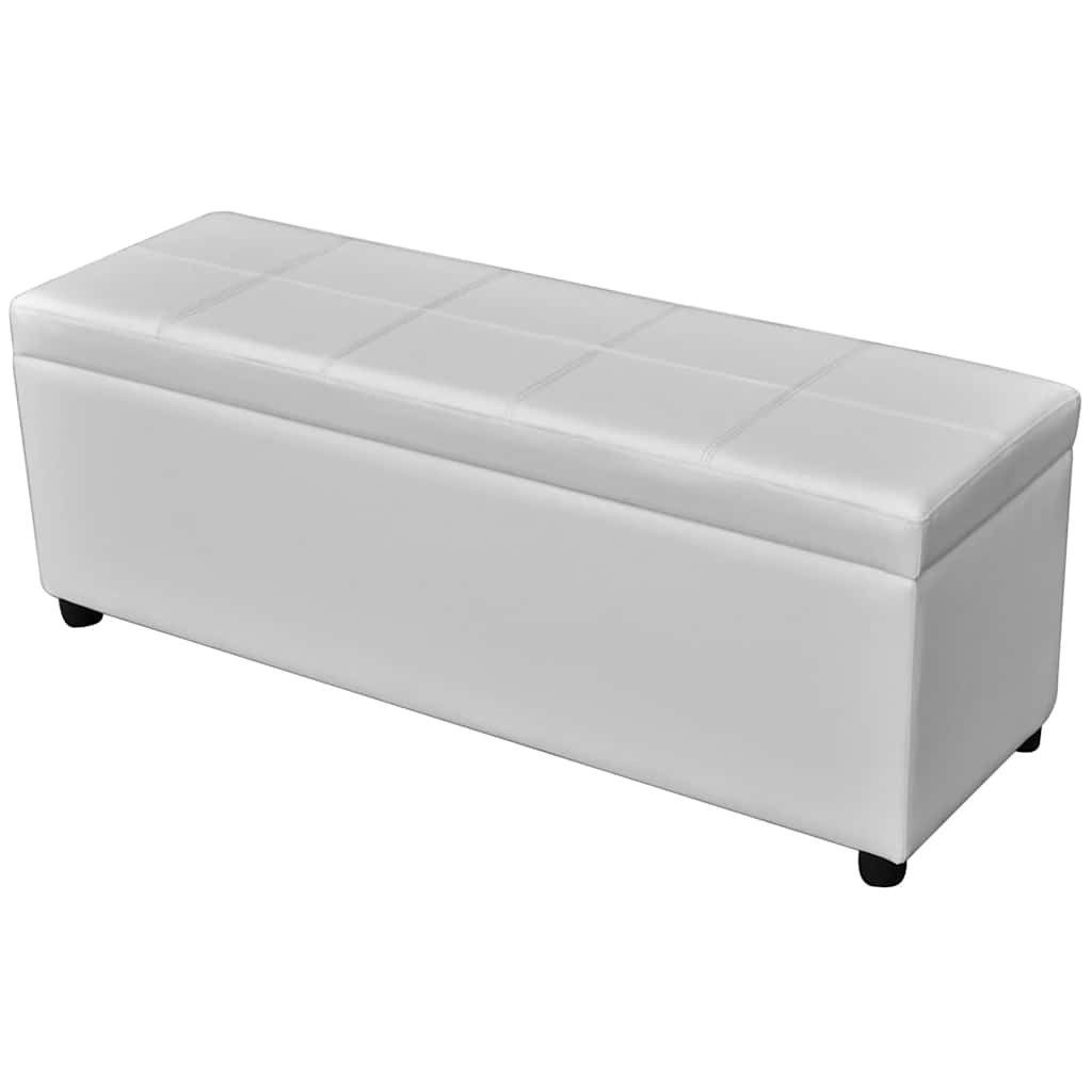 furnicato Truhenbank Aufbewahrungsbank Massivholz 116x39x44 cm Weiß, Gepolsterte Sitzbank mit großem Stauraum für dein Zuhause