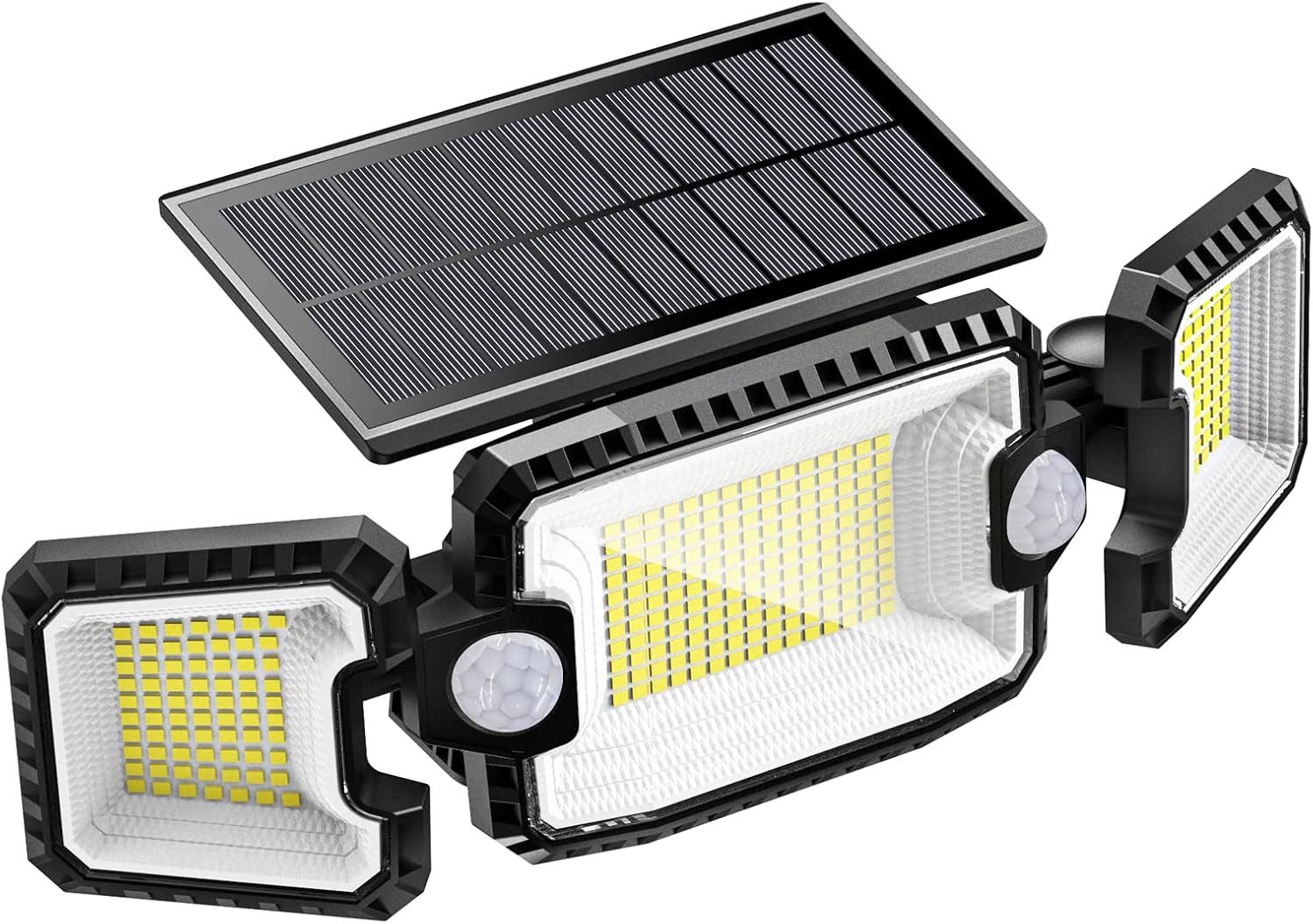 Quntis LED Solarleuchte Solarlampen für Außen mit 2 Bewegungsmelder, 305LED IP65 2500LM, Wasserdicht; Außenbeleuchtung, LED fest intergriert, warmweiß, Außenwandleuchte Garten Wegleuchte Carport Garage Eingang Weg Treppe