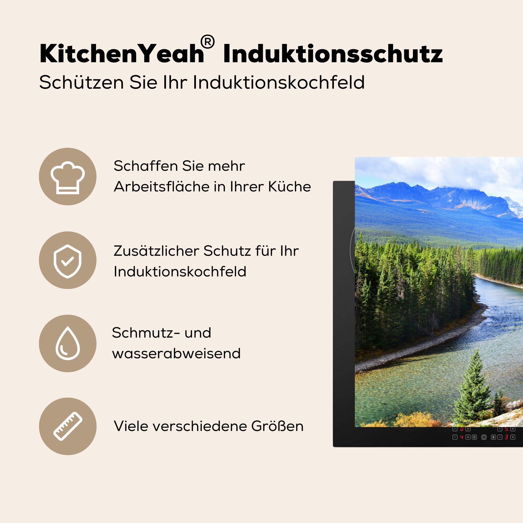in Induktionskochfeld Ceranfeldabdeckung küche, für Schutz 81x52 Zug bunter Umgebung, die Herdblende-/Abdeckplatte Vinyl, (1 MuchoWow tlg), cm,
