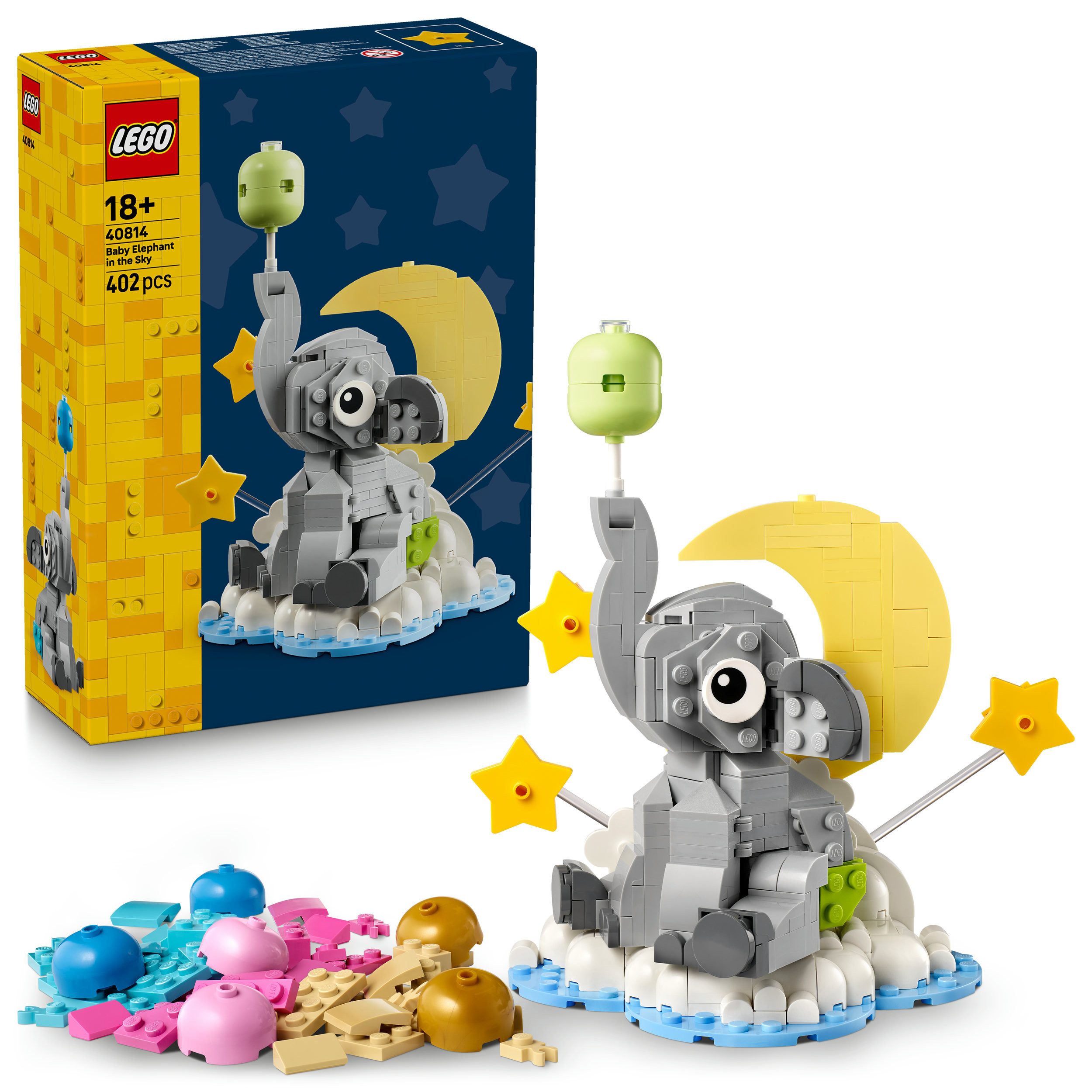LEGO® Schwebender Baby-Elefant (40814), LEGO Iconic Konstruktionsspielsteine, (402 St), Made in Europe
