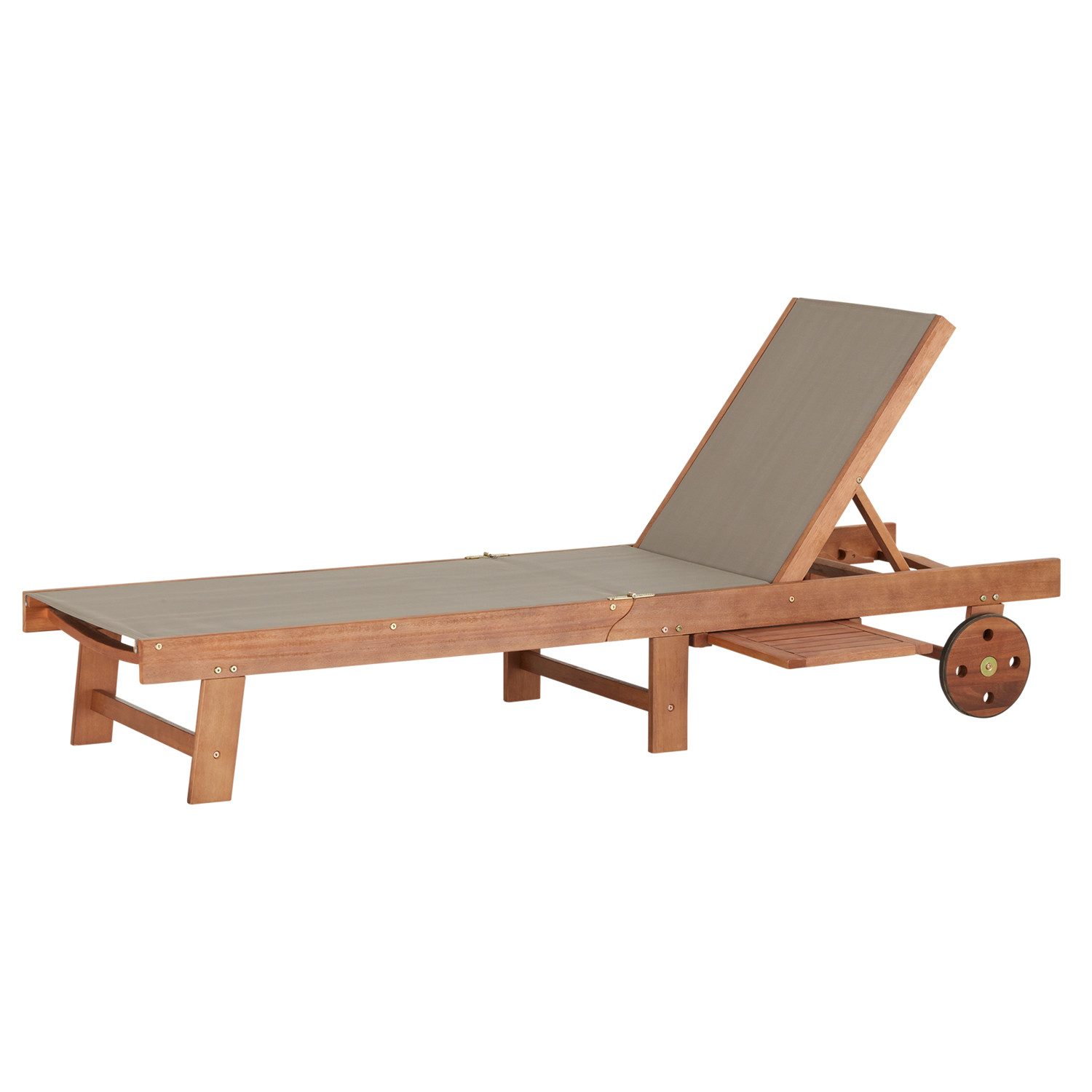 KHG klappbar 196x66 cm, bis 110 kg belastbar, mit ausziehbarem Seitentisch, Outdoor-Gartenliege mit Rollen, 1 St.
