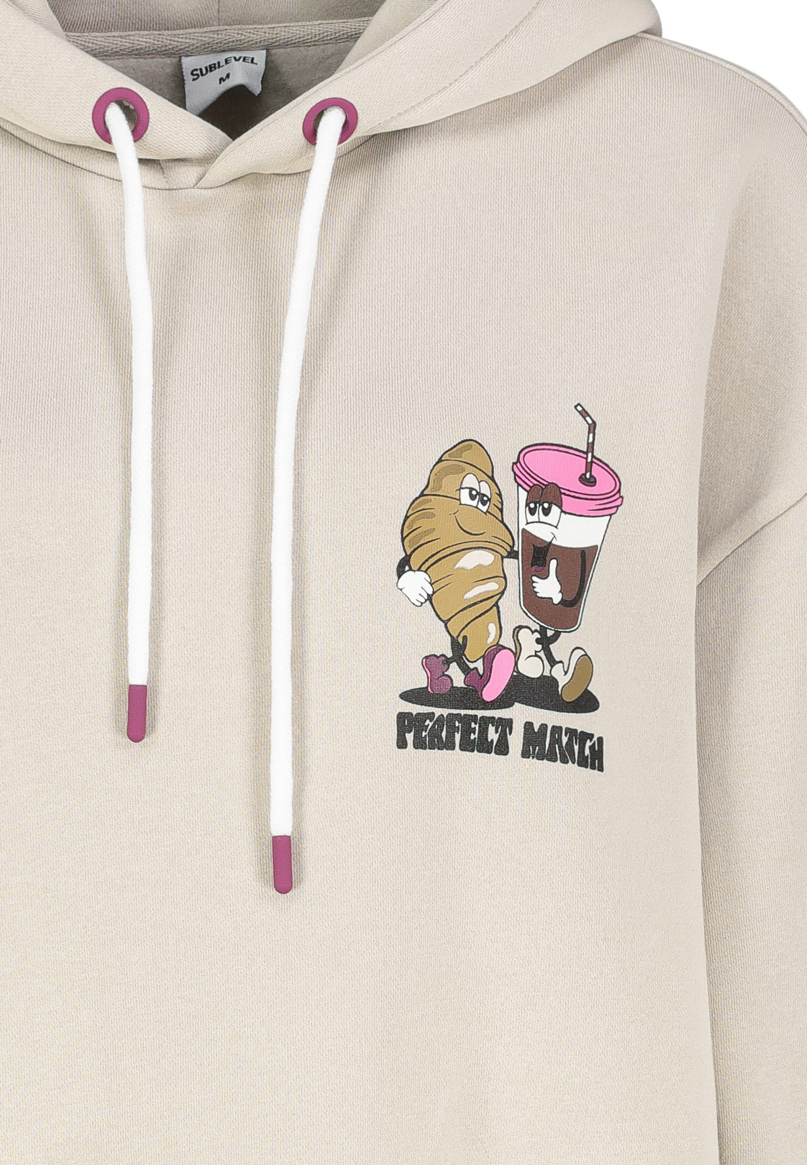 SUBLEVEL Sweatkleid Damen Kleid aus Sweatmaterial mit Cartoonprint