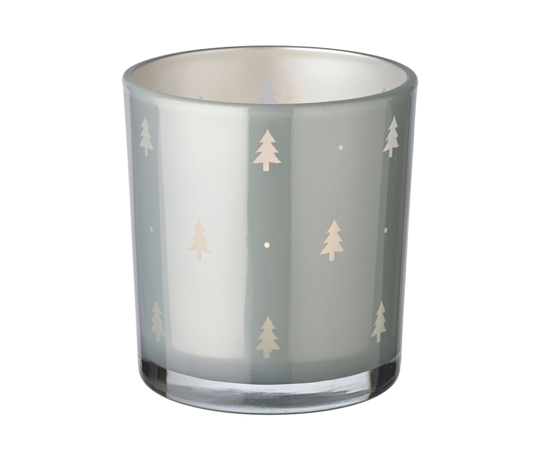 EDZARD Windlicht Tani, Glas, Tannen-Motiv, grau, H 8 cm, Ø 7 cm günstig online kaufen