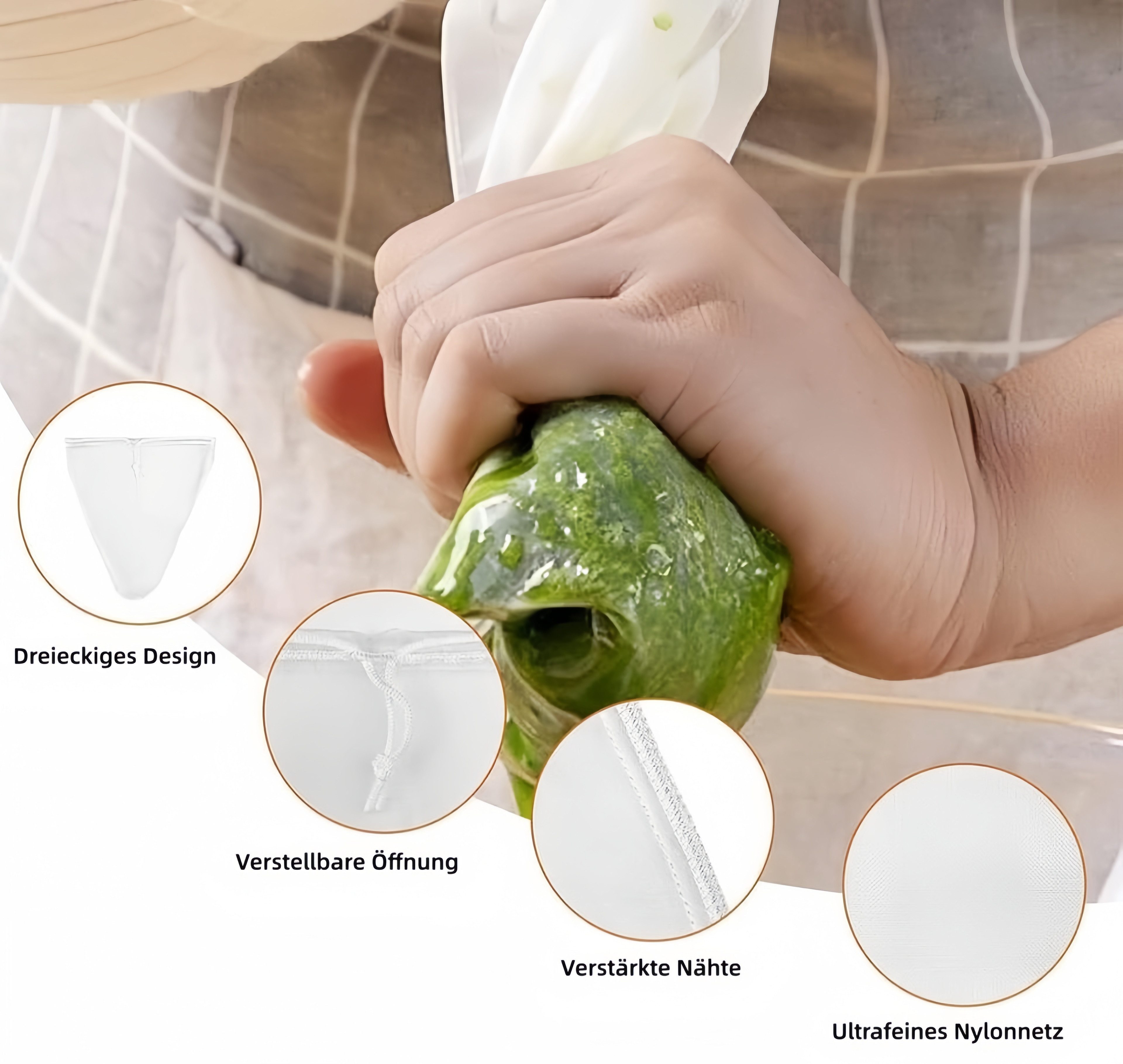 FOUORTUNATE-BEE Passiersieb 4er Set Nussmilchbeutel 80 Mesh, wiederverwendbarer Filterbeutel, (4-St), Filterbeutel für Nussmilch & Mandelmilch, feinmaschig 4 St – Bild 5 von 5