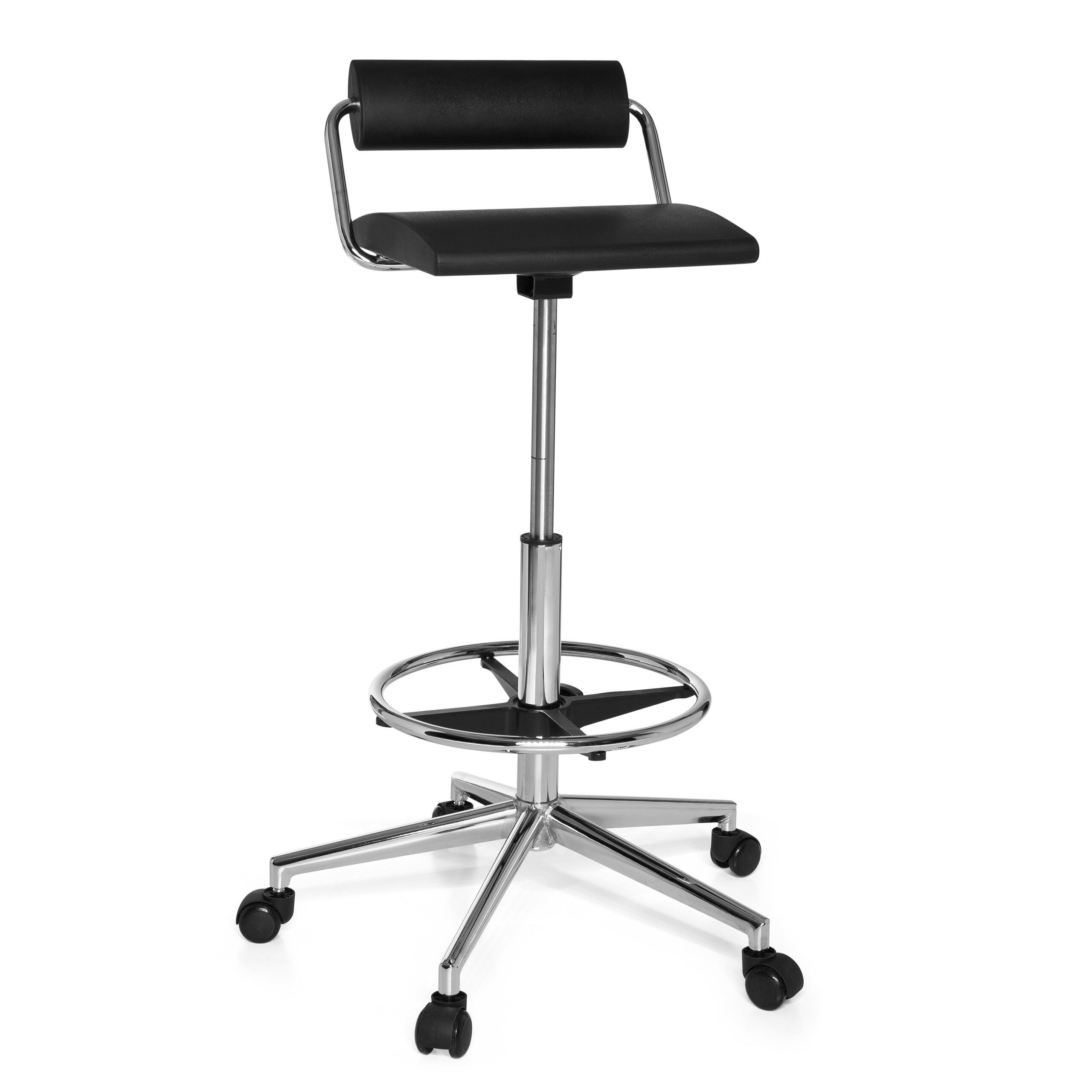 hjh OFFICE Arbeitshocker TOP WORK 28 Sitzhocker Kunstleder Höhe, Drehhocker Arbeitsstuhl mit Fußring, höhenverstellbar, Hartschaum Sitz
