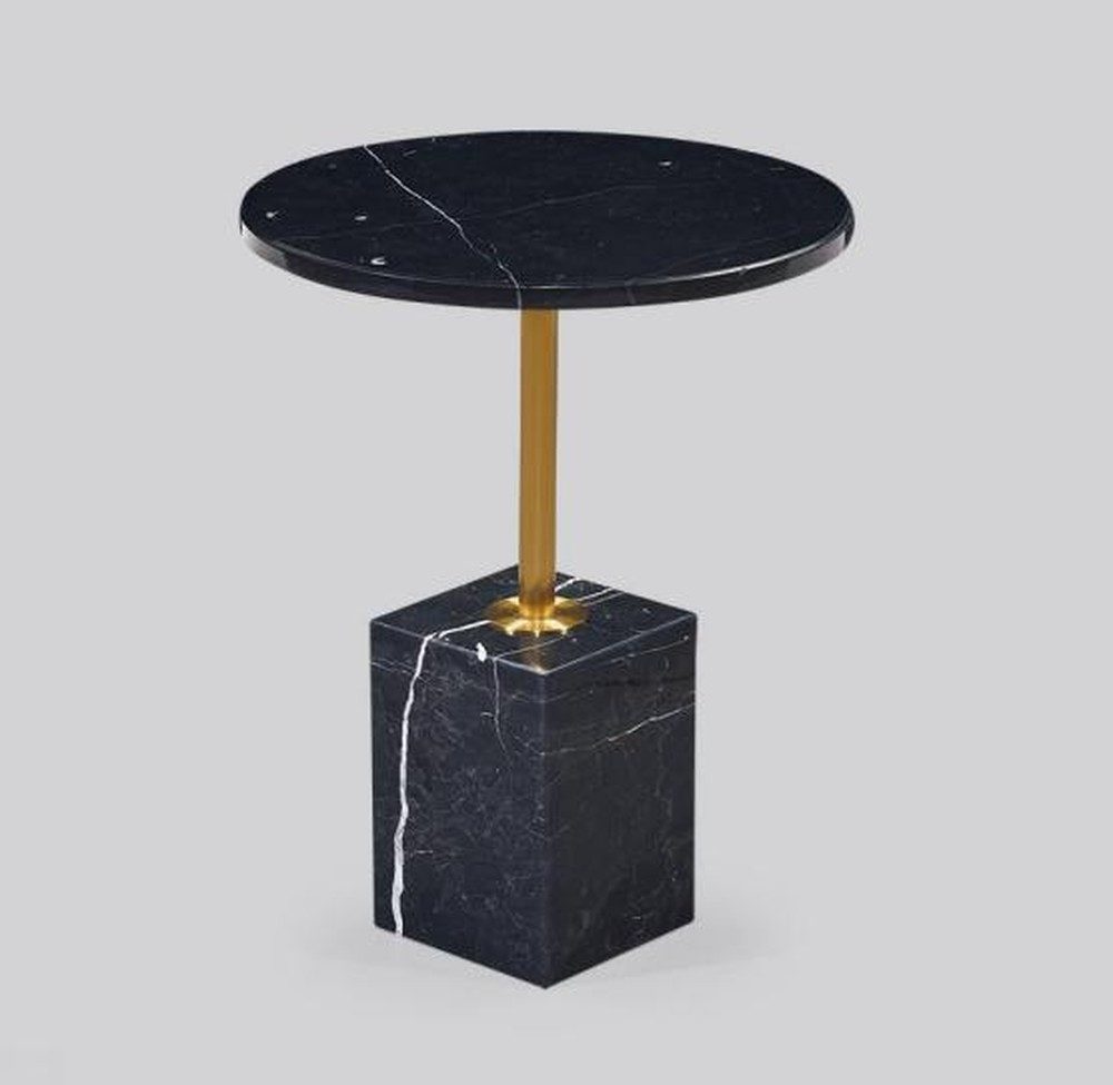 JVmoebel Beistelltisch Runder Couchtisch aus Marmor in Schwarz mit Metallgestell (1-St., 1x Beistelltisch), Made in Europa