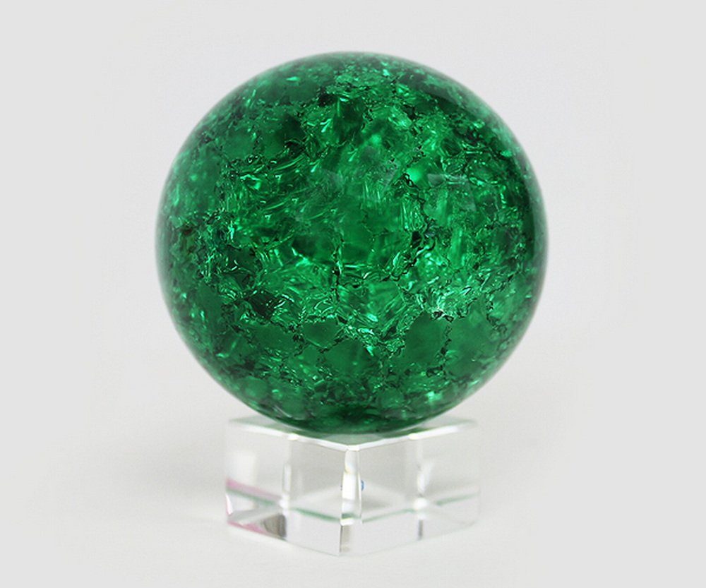 Yudu Deko-Glas Glaskugel Effekt Kugel auf Sockel Vollglas Splittereffekt