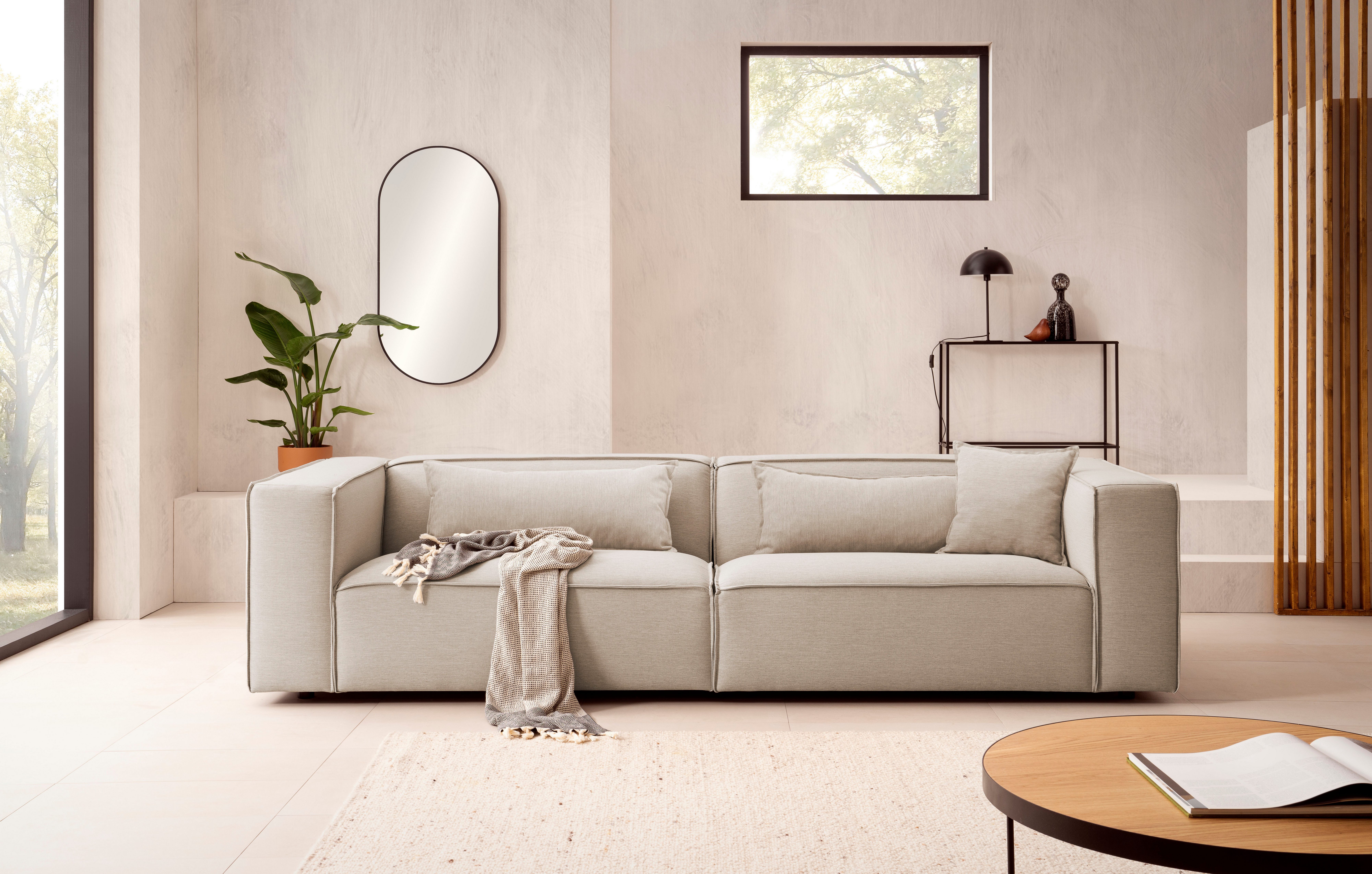 LeGer Home by Lena Gercke 3-Sitzer PIARA, Couch mit Kedernaht, Sofa in Cord günstig online kaufen