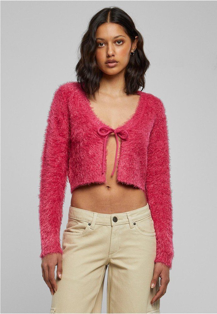 URBAN CLASSICS Hoodie Ladies Tied Cropped Feather Cardigan