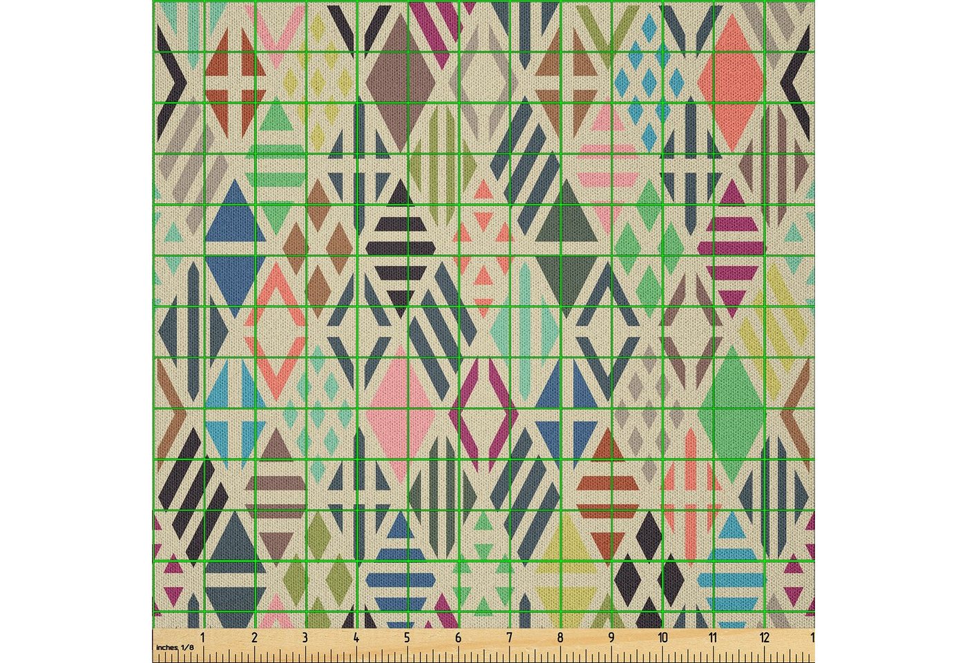 Thumbnail - Abakuhaus Stoff DIY Bastler Stoff für Dekorationszwecke, Geometrisch Patchwork Art Rhombus