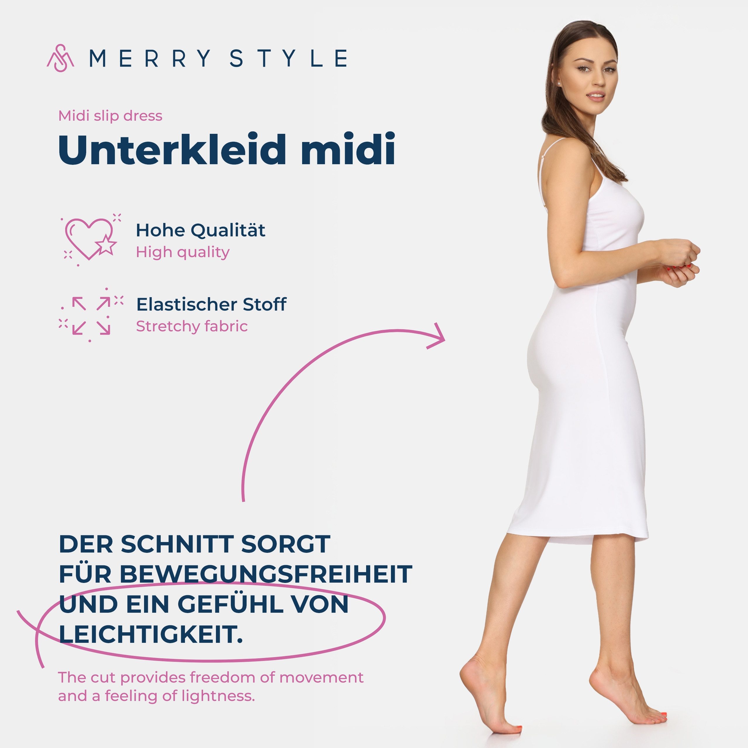 Merry Style Unterkleid Damen Spaghettikleid MS10-402 (1-tlg) aus Viskose