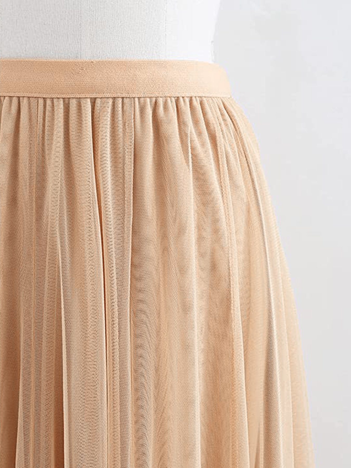 DEBAIJIA Meshrock Meshrock Damen Maxirock Sommer Elegant Lange Röcke Kleid Hohe Taille