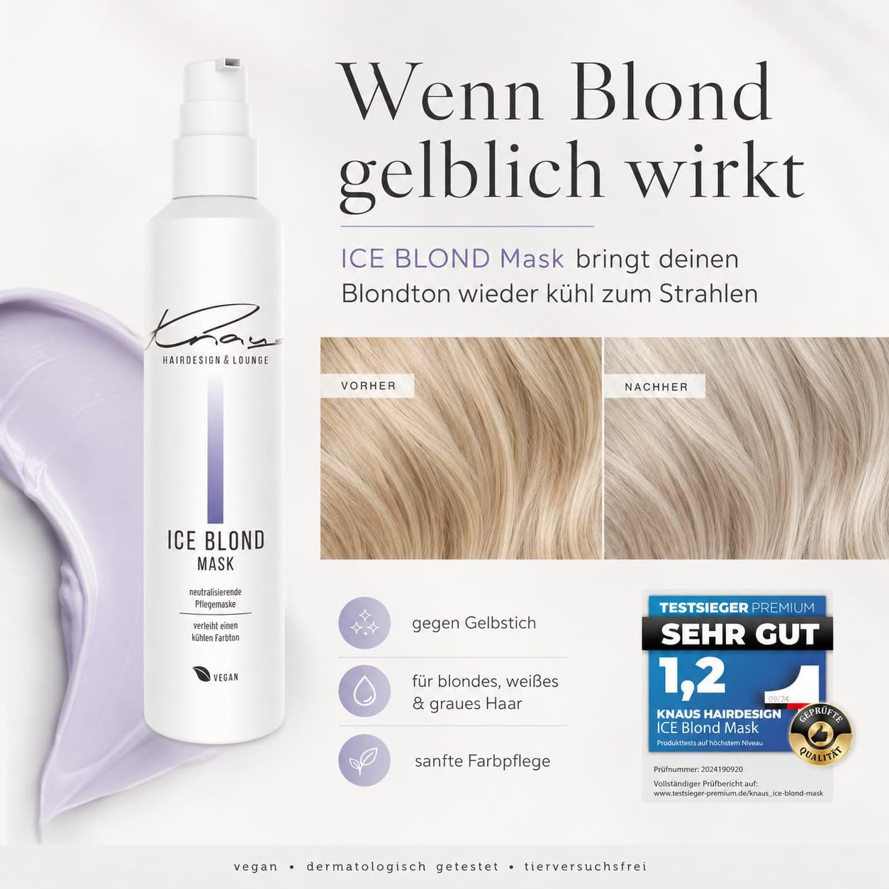 Knaus Hairdesign Haarmaske Knaus Ice Blond Mask 200ml - Friseur Anti-Gelbstich Haarmaske, 1-tlg.