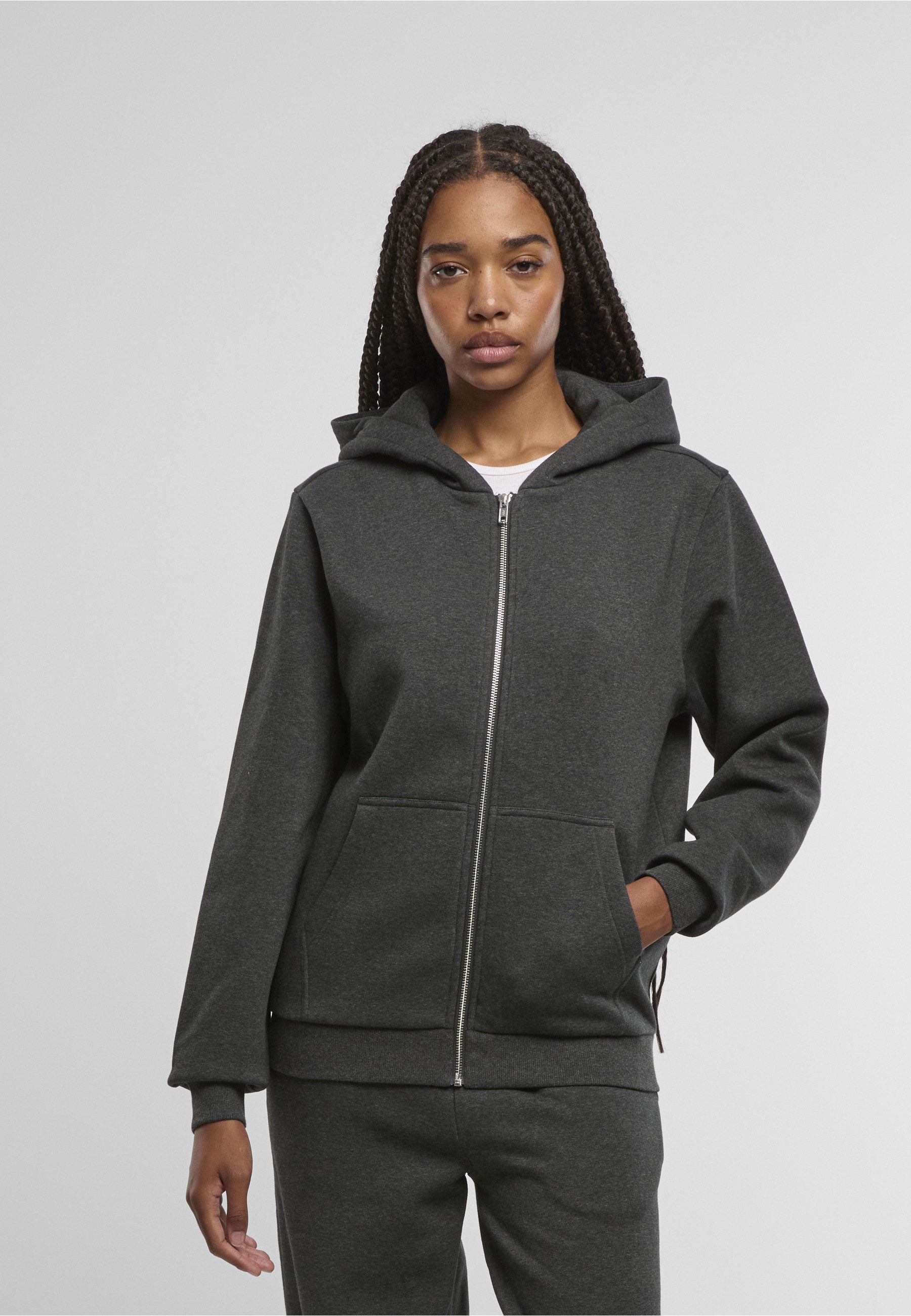 URBAN CLASSICS Cardigan Urban Classics Ladies Fluffy Zip Cardigan (1-tlg)