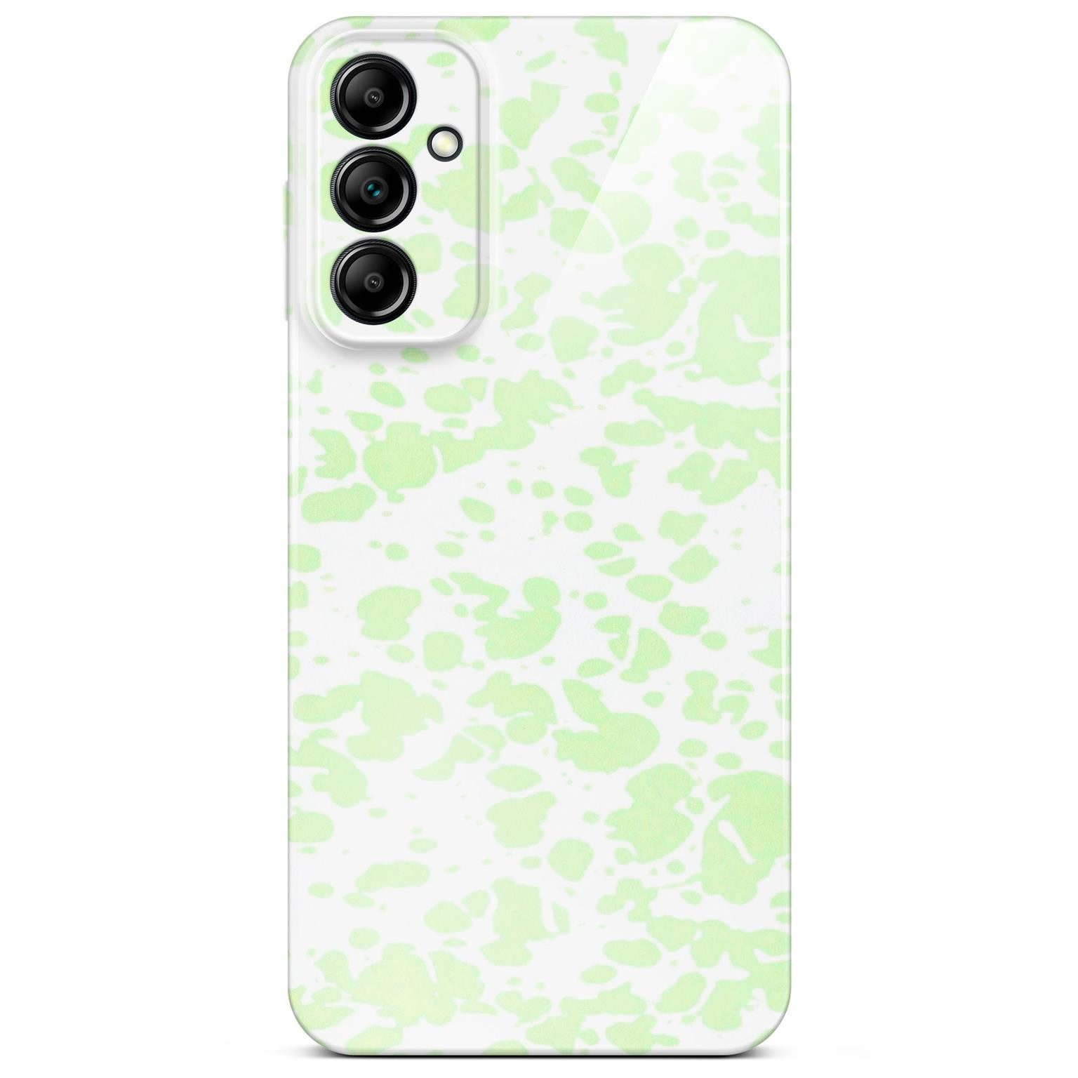ONEFLOW Handyhülle für Samsung Galaxy A14 5G Splash Cover Flecken Weiß Grün 6,6 Zoll, Hülle mit Design Muster Designer Case Kameraschutz Handy Schutzhülle