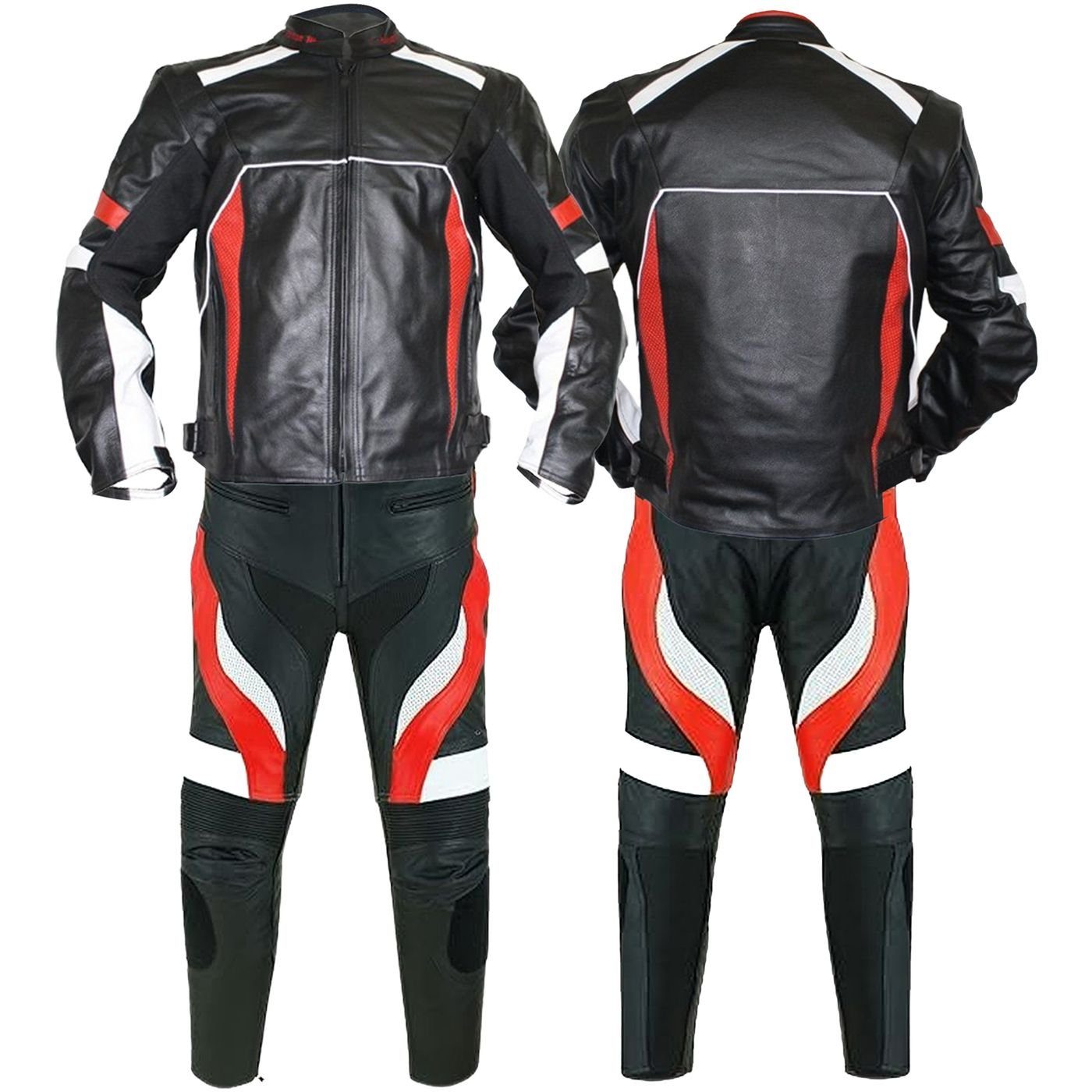 German Wear Motorradkombi GW408K-2tlg 2-teiler Motorradkombi Biker lederkombi Schwarz/Rot