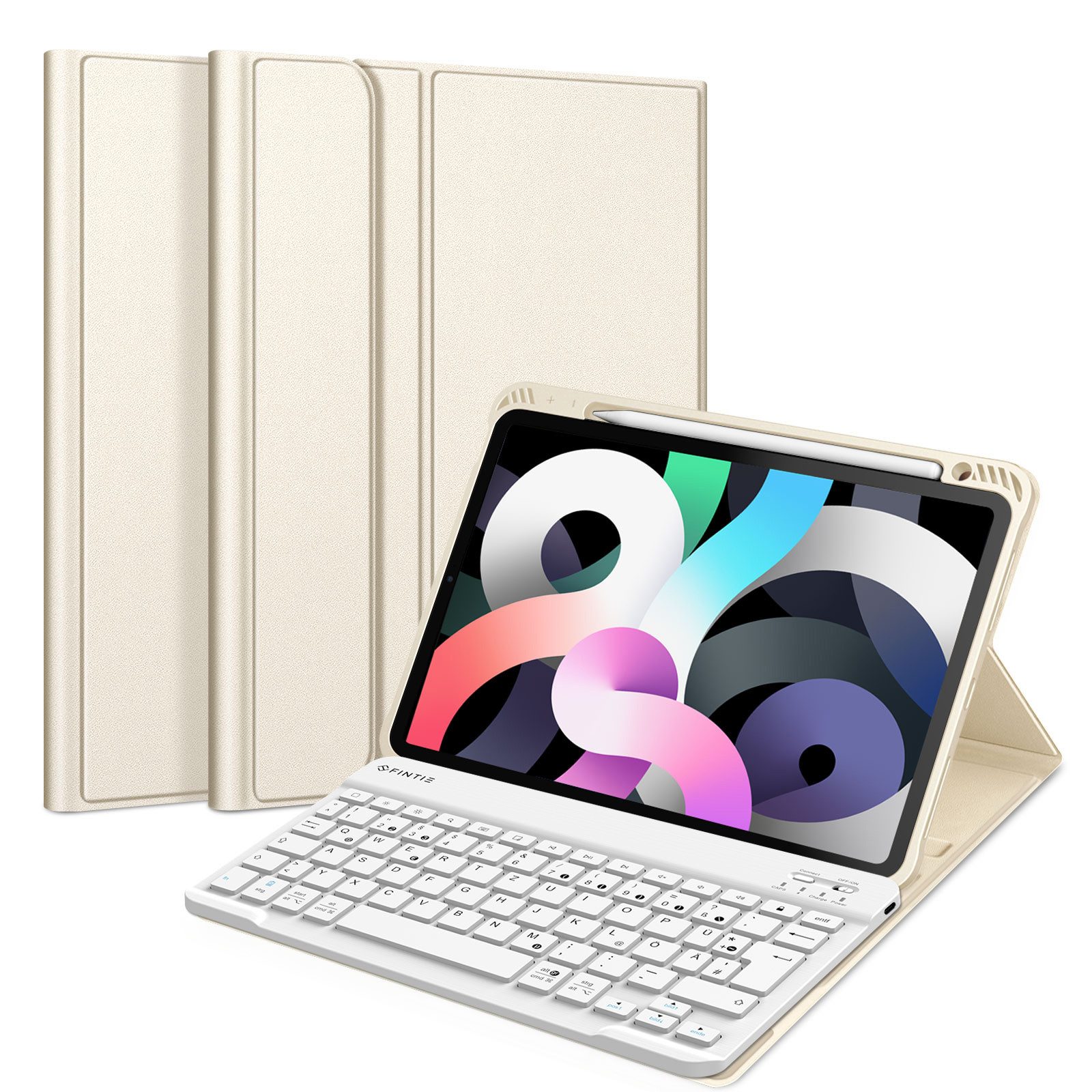 Fintie Tablet-Hülle für iPad Air 11'' M4/M3/M2(2026/2025/2024), iPad Air 5/4 Gen 2022/2020 10,9 Zoll, mit magnetisch abnehmbarer Tastatur, TPU Rückschale mit Stifthalter