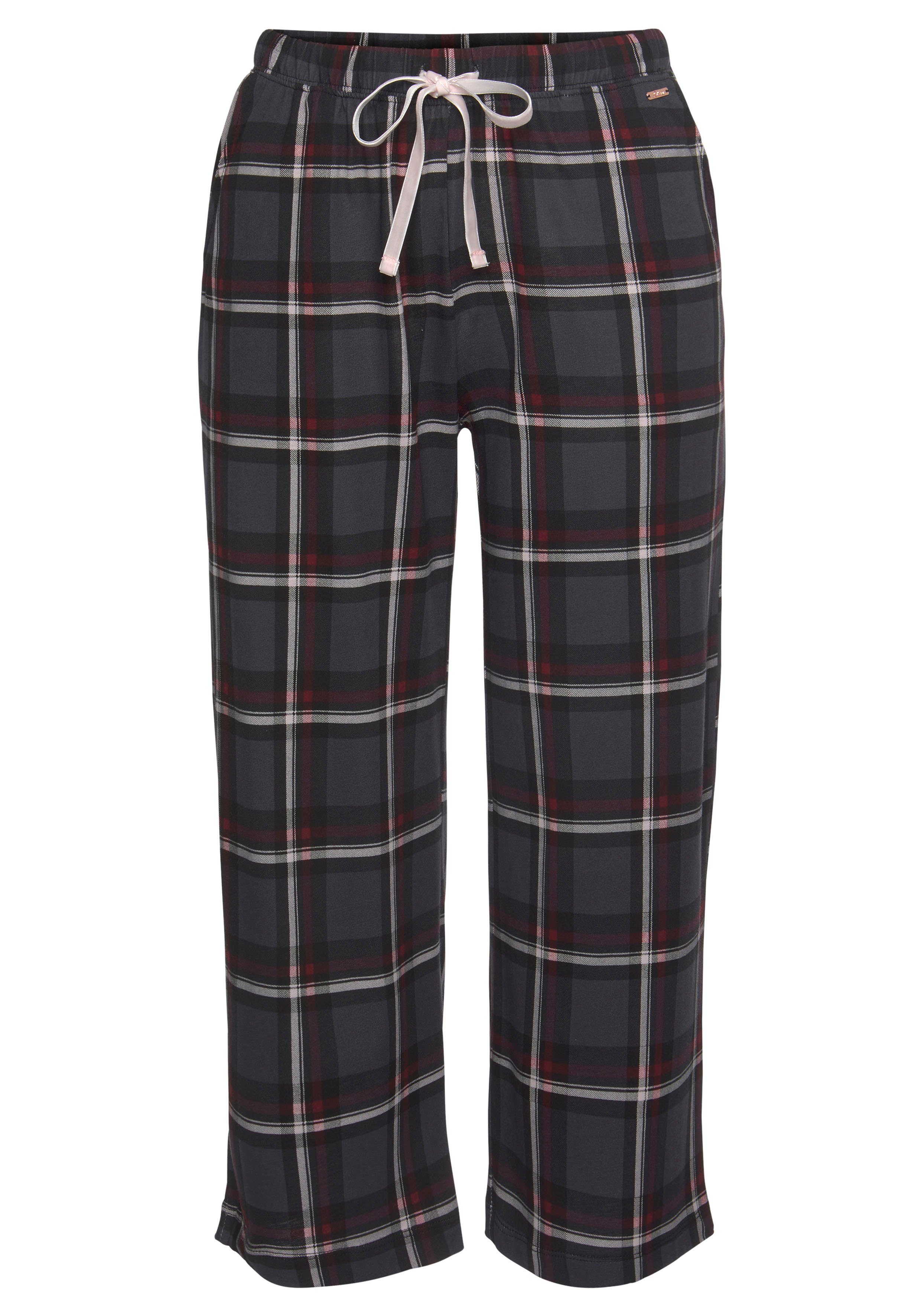 s.Oliver mit bordeaux-kariert Allover-Druck Pyjamahose