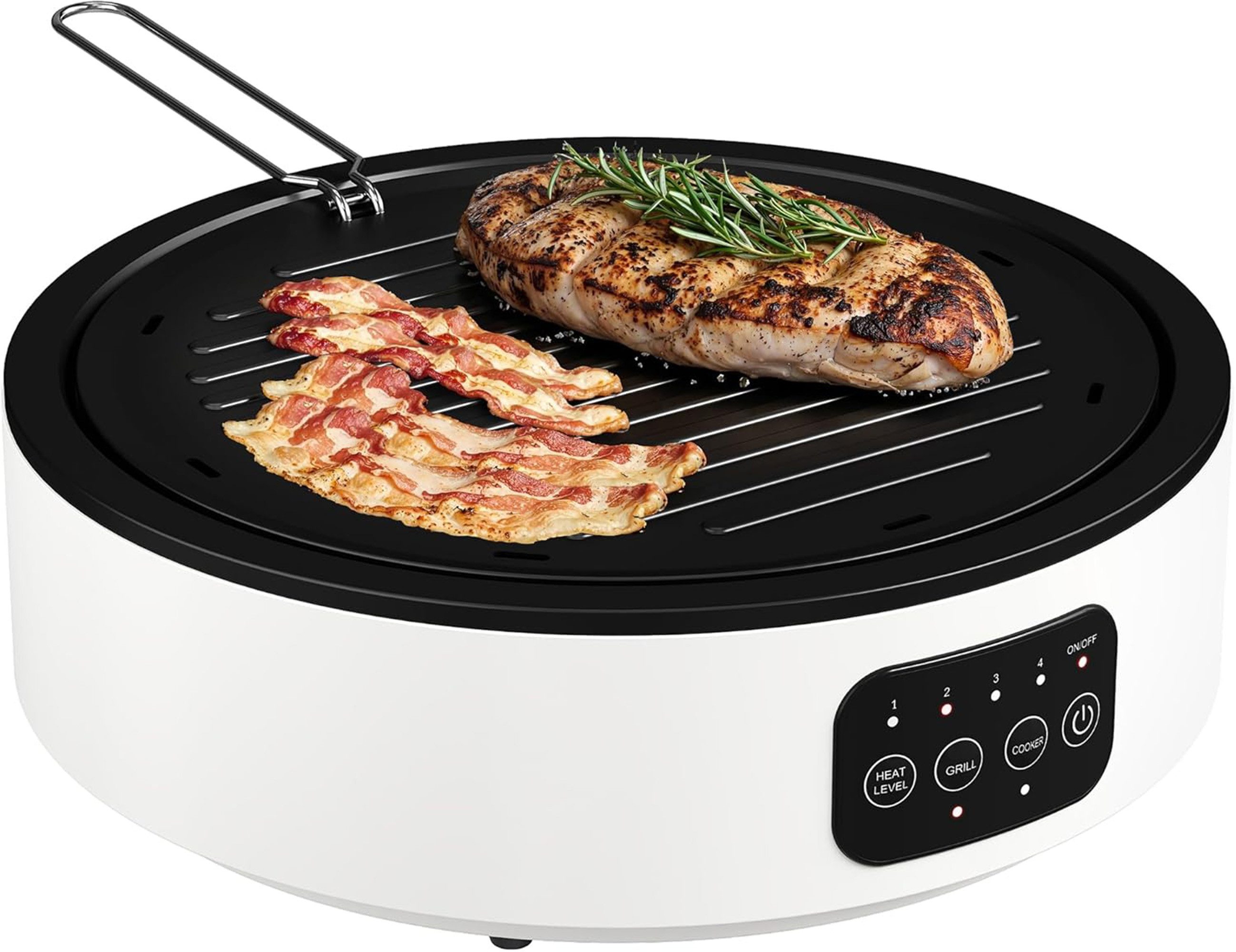 ibettertec Grillschale Glaskeramik Einzelkochfeld mit Fettwanne, LED-Touch & 2 Betriebsmodi, (Funktionsset mit Zubehör, 1-St., Einzelkochfeld-Set inklusive Grillplatte, Fettwanne und Zubehörgriff), Infrarotheizung ohne Magnetstrahlung, Herausnehmbare Fettauffangschale