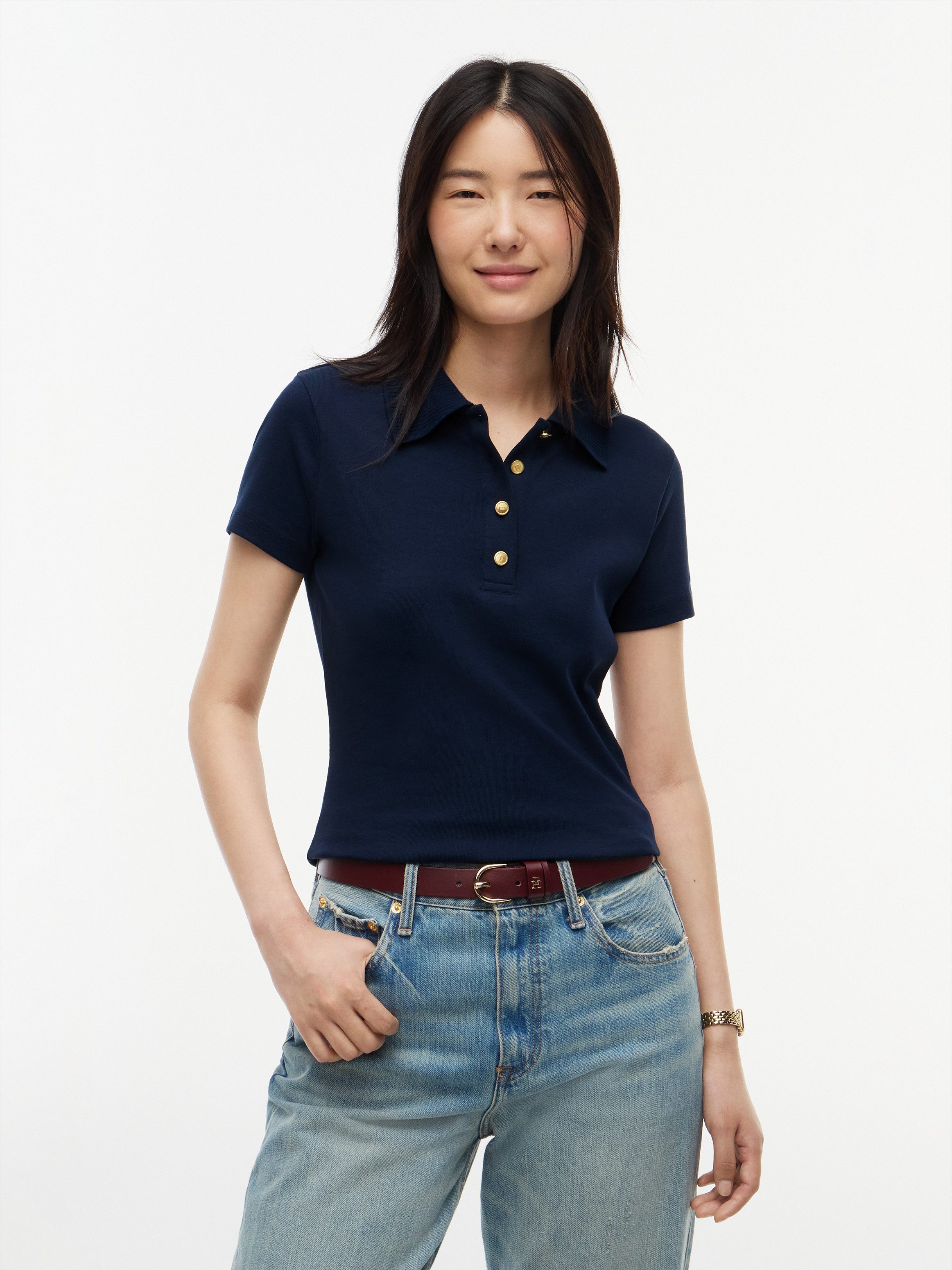 Tommy Hilfiger Poloshirt GOLD BUTTON REG S/S POLO Baumwolle