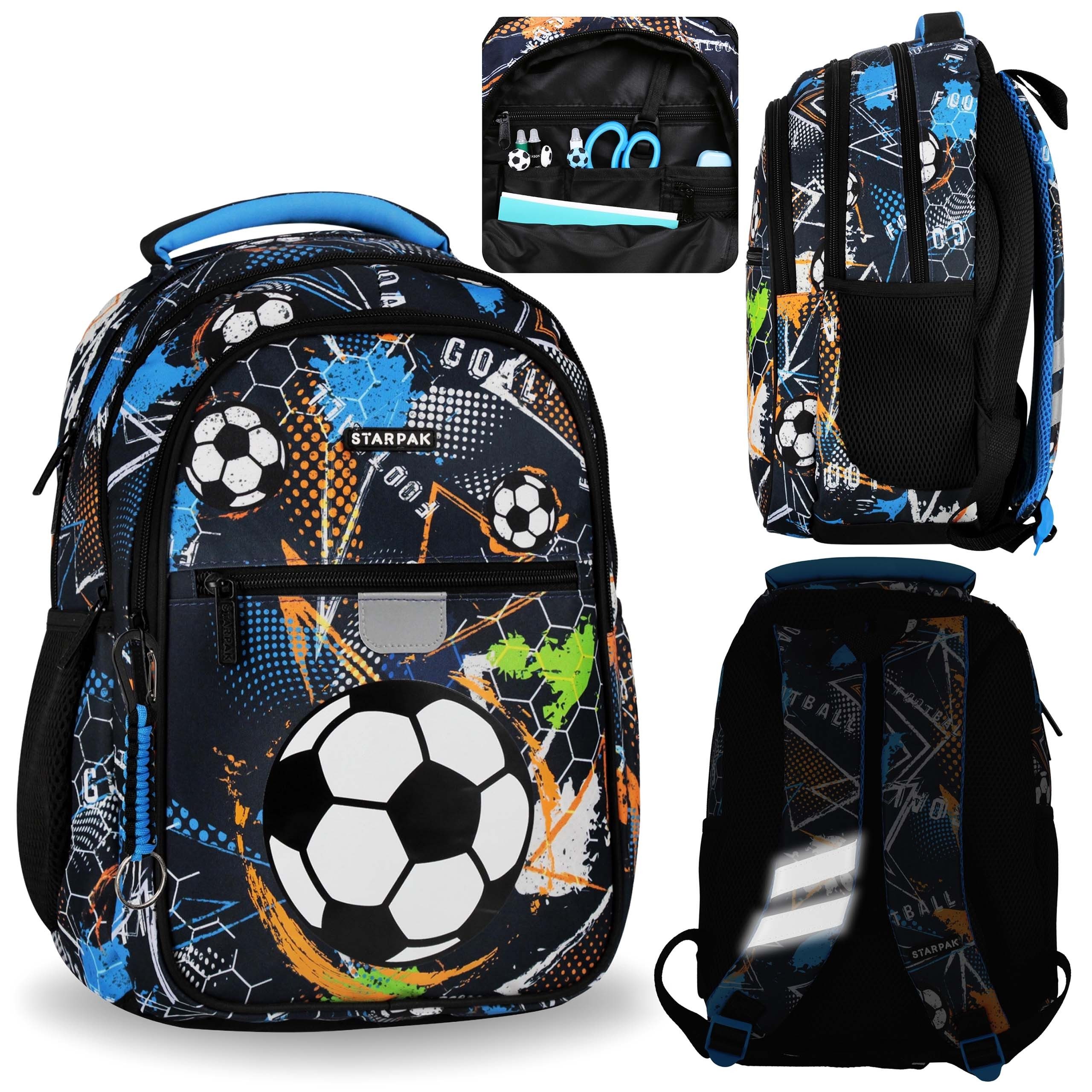 Sarcia.eu Schulrucksack Fußball FABRICATED Schulrucksack für Fußballspieler mit Reflektoren