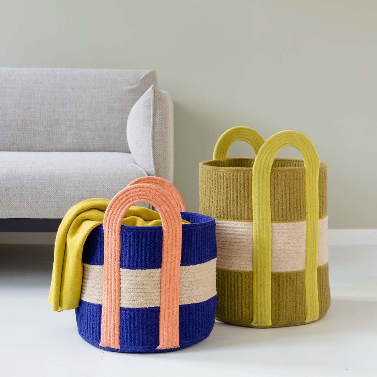 Remember Aufbewahrungskorb COLOMBO Groß aus Baumwollseil, Gelb, Ø 40 x H 58 günstig online kaufen