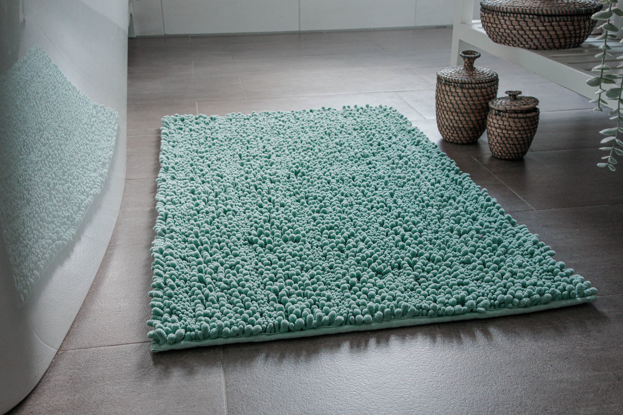 Wecon home Basics Badematte Benno, Höhe 22 mm, Polyester, rechteckig, waschbar, rutschfest, sehr weich, strapazierfähig, Chenille, robust