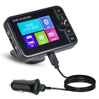 Hikity DAB+ Radioadapter für Autoradio Bluetooth Freisprechung Radio (2,4 Zoll LCD Display, AUX-Schnittstelle, FM-Transmitter, Bluetooth-Musik)