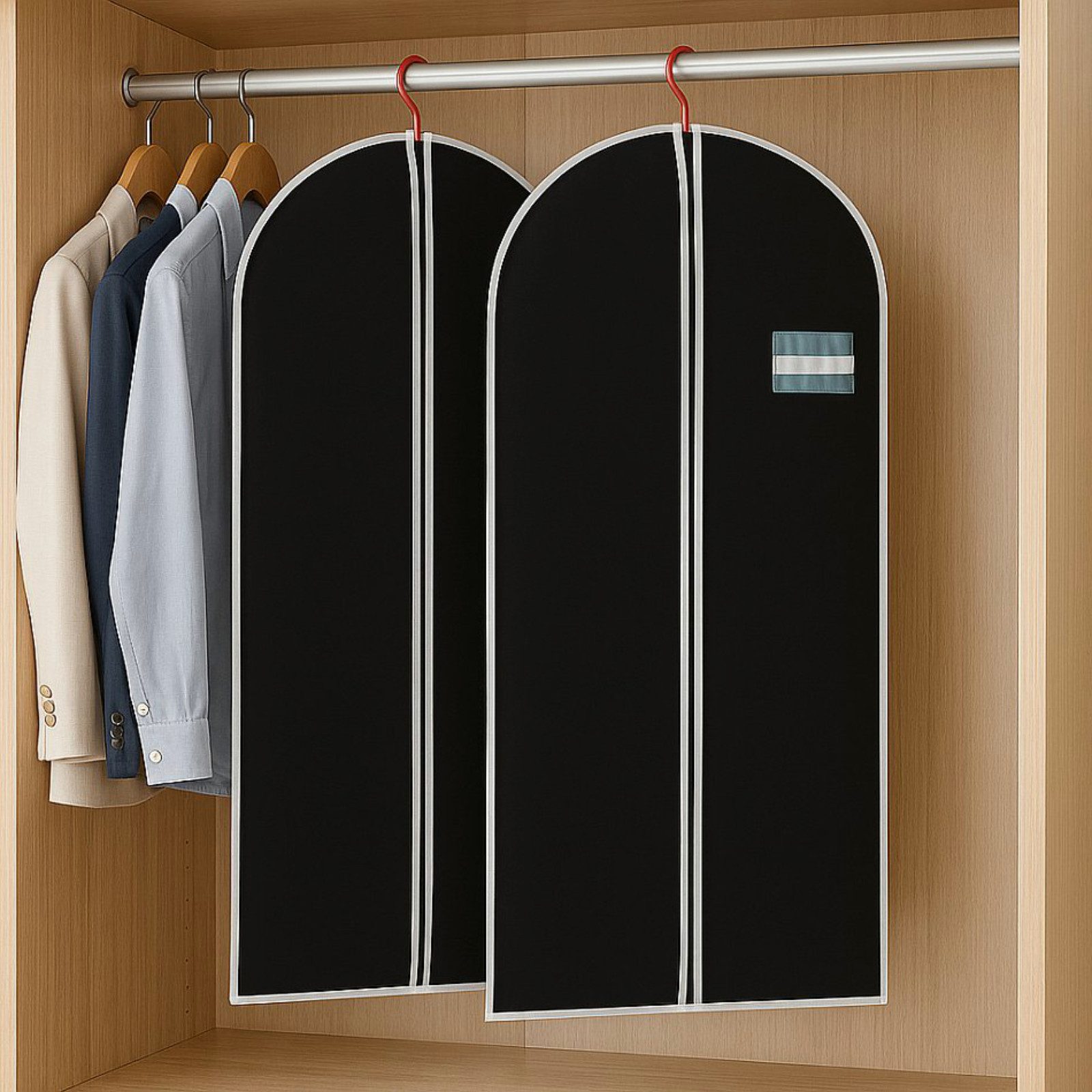Koopman Kleiderschutzhülle Kleiderhülle Kleidersack 60x150cm 2 er Set (Set, 2 St., Packung) 2er Set, Polyester, Sichtfenster, Schwarz
