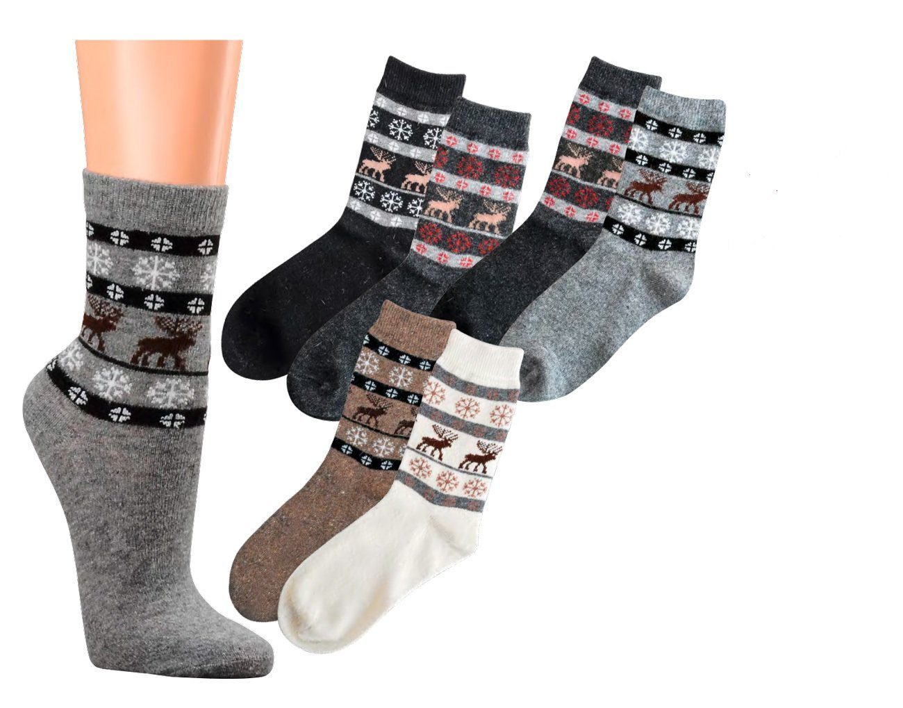 Wowerat Шкарпетки Warme Wollsocken mit Alpakawolle und Viskose Skandinavian Design (2 Paar)