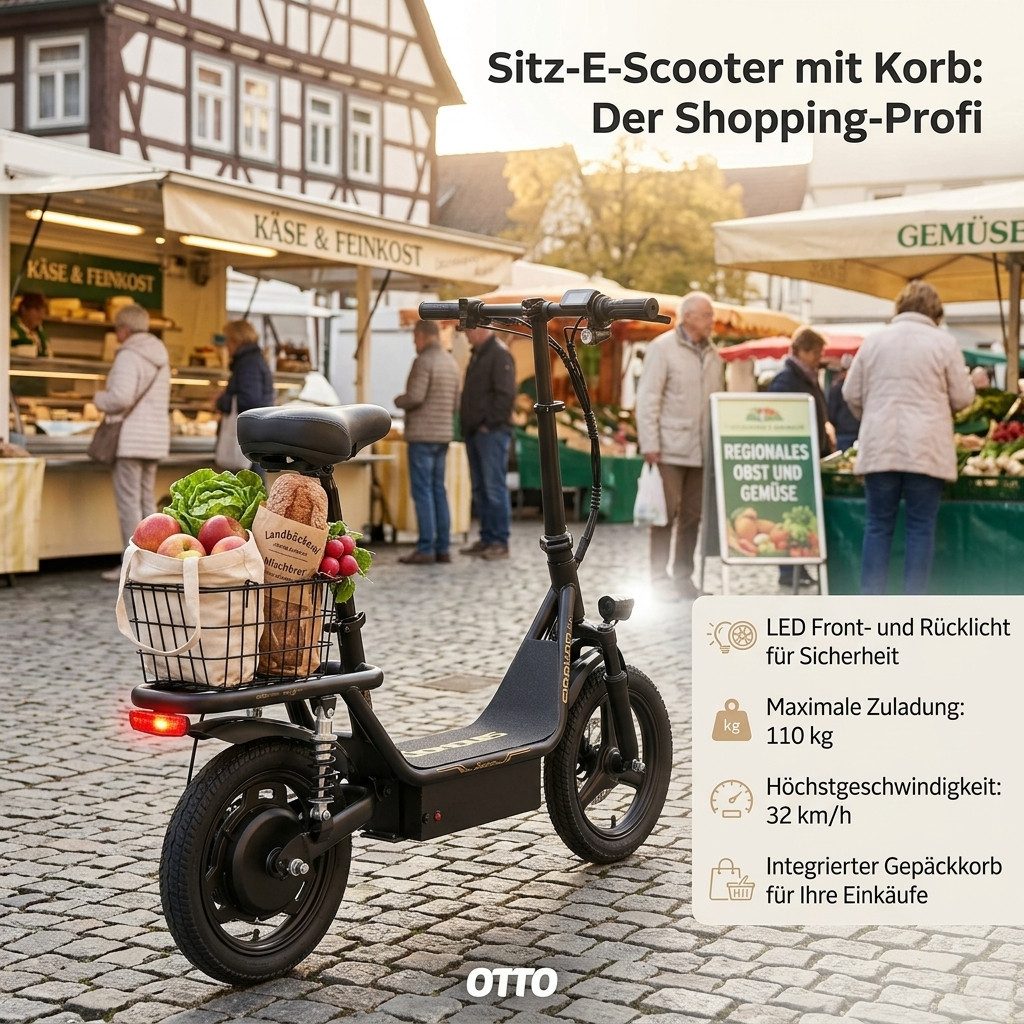 kowdom E-Bike S-Pedelec E-Bike 36V 500W 14 Zoll 32km/h 60km Reichweite Discbremse, Heckmotor, 468 Wh, (Einzelartikel, Einzelartikel), Fronttasche, Heckblinker, Schlüsselschalter am Akku