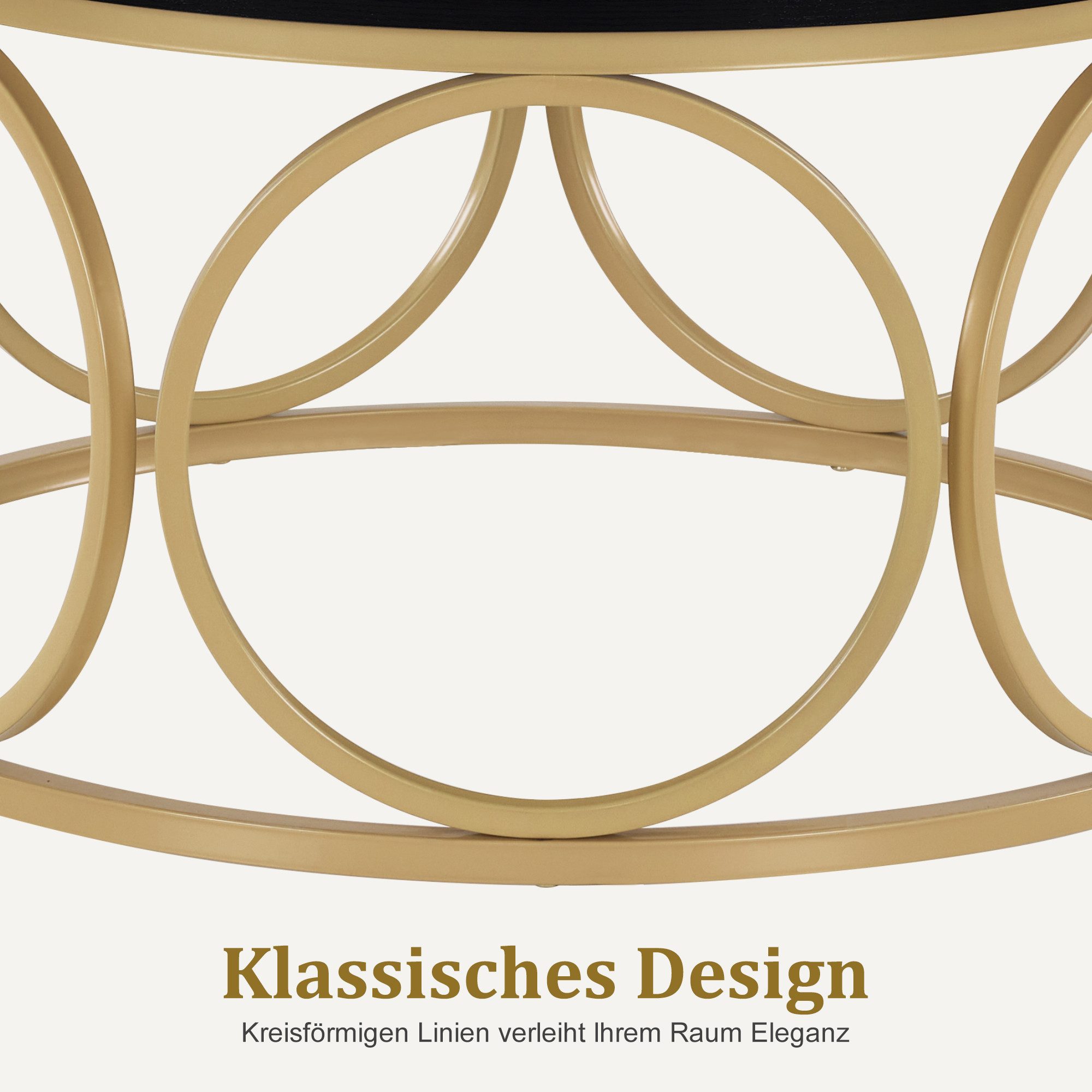 MCombo Beistelltisch M MCombo Couchtisch Rund Holz 2102, Sofatisch Kaffeetisch Metallgestell, Beistelltisch Durchmesser 80cm – Bild 4 von 5