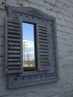 Deko-Impression Dekospiegel Großer Wandspiegel, Fensterläden, Landhausstil, grau, 73 x 55 cm (1-St)